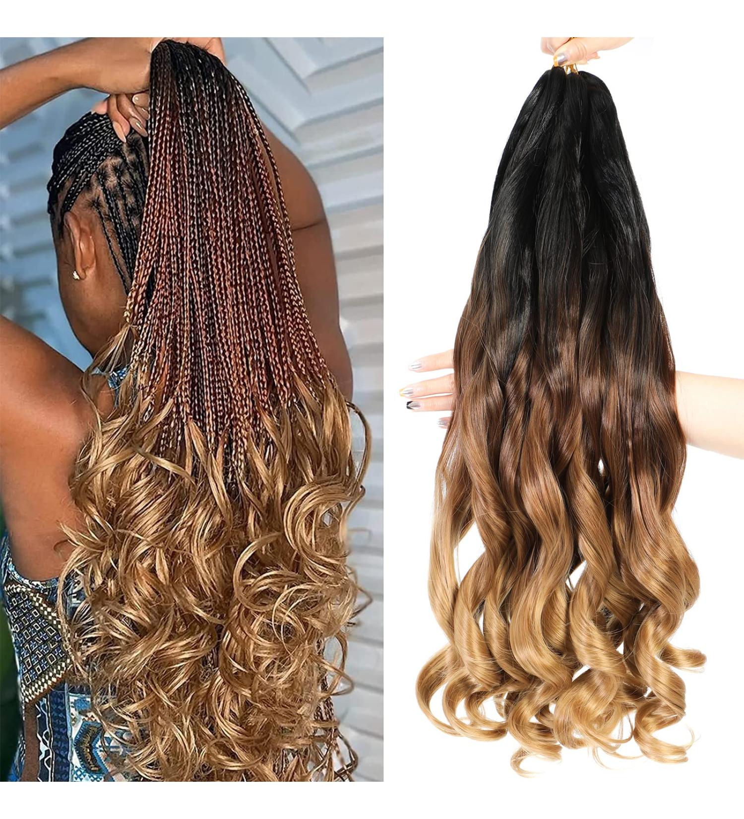 Dt Cheryl 24 Inch French Curls Braiding Hair - 8 Pack Pre-Stretched Curly Hair Extensions (1B/30# 1B/30/27#) | Loose Wave Synthetic Braids 75g - Buy Online on GoSupps.com