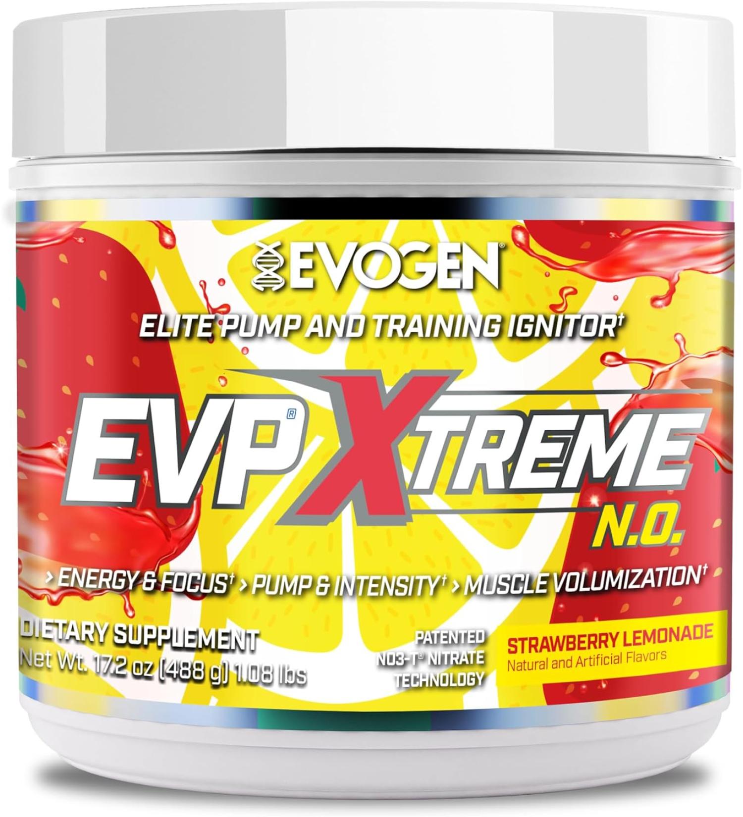Evogen EVP Xtreme NO Pre Workout Powder for Men & Women Sugar Free Preworkout with Beta Alanine Creatine and Caffeine for Energy & Pump 40 Servings - Strawberry Lemonade - 17.2 Oz - Buy Online on GoSupps.com