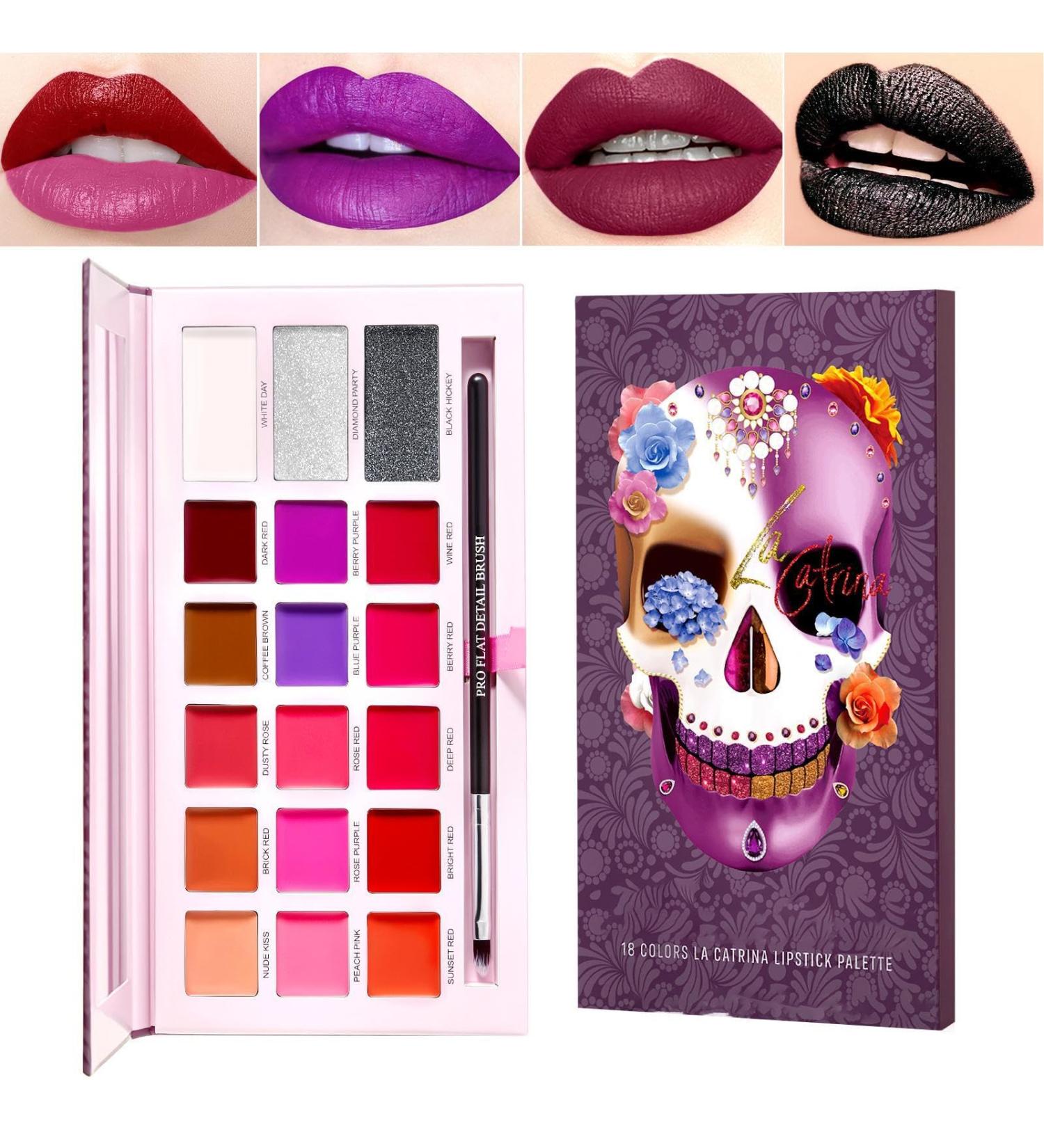  Veeteah Lipstick palette lip gloss palette 18 waterproof lipstick colors long-lasting moisture-resistant wear cosmetic girlfriend set soft creamy texture for - Buy Online on GoSupps.com