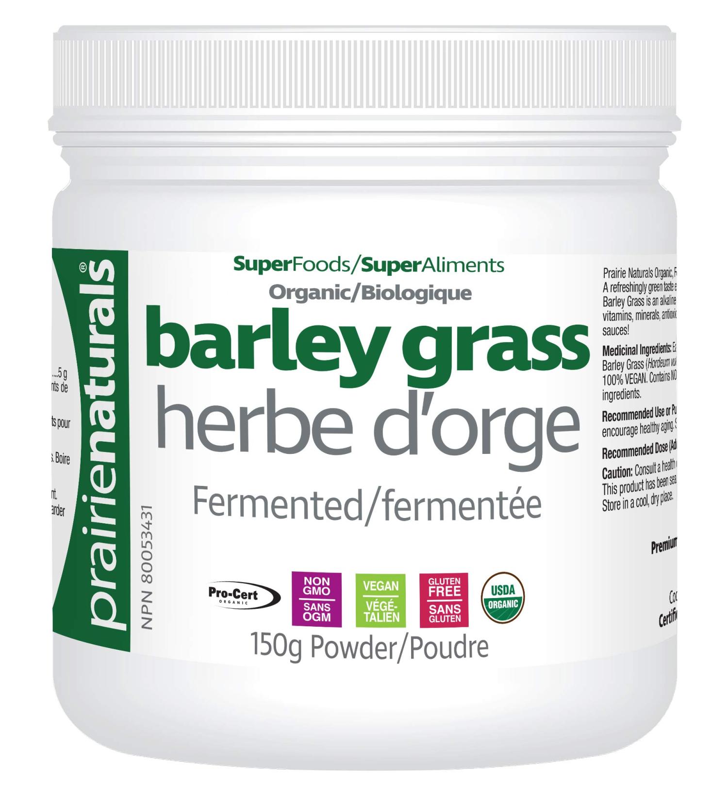 Prairie Naturals Organic Fermented Barley Grass Juice Powder 5.3 Ounce - Buy Online on GoSupps.com