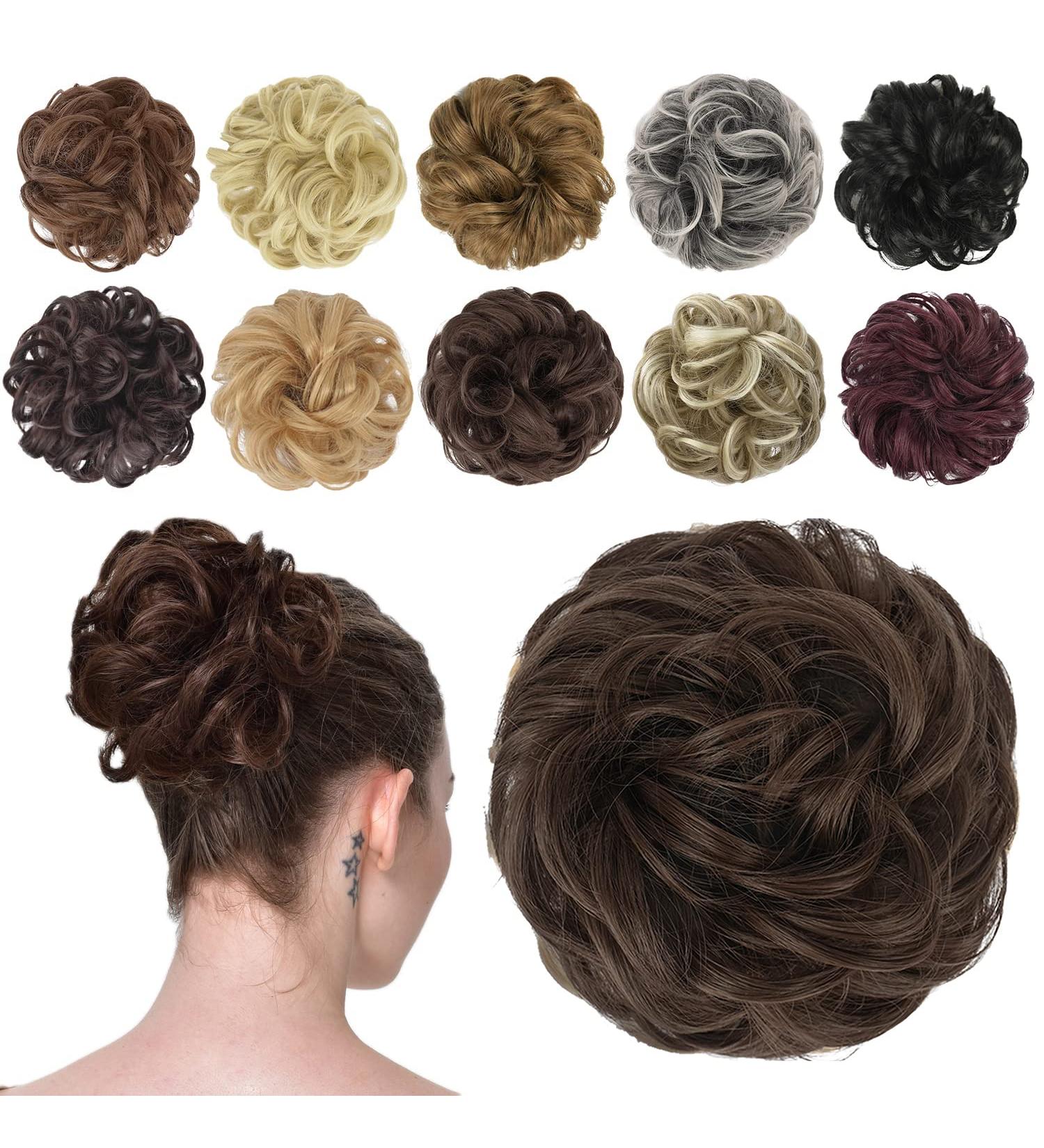 FESHFEN Messy Bun Hair Piece - Synthetic Wavy Curly Chignon Ponytail Extension for Women, Girls, Kids - 1PCS - Buy Online on GoSupps.com