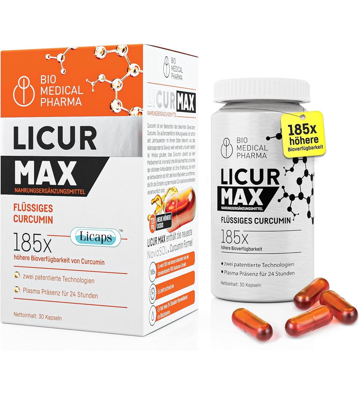 Bio Medical Pharma Turmeric High Dose Micellar Curcumin - Licur Max 30 - 30 Capsules - Buy Online on GoSupps.com
