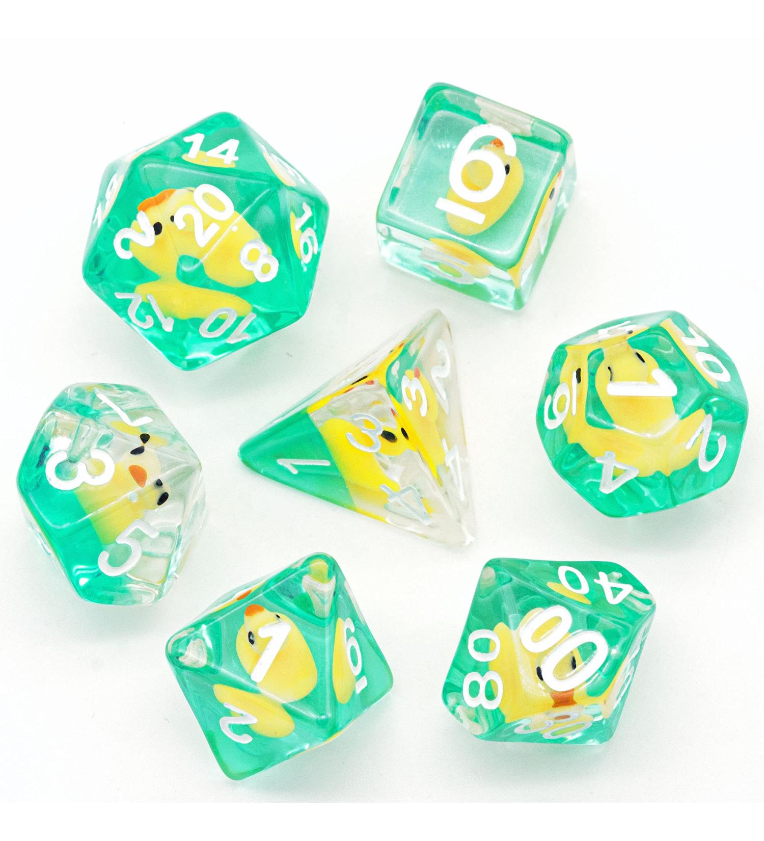 Cusdie Animal-filled 7-Die Polyhedral Dice Set for DND, RPG, MTG - Yellow Duck - Buy Online on GoSupps.com