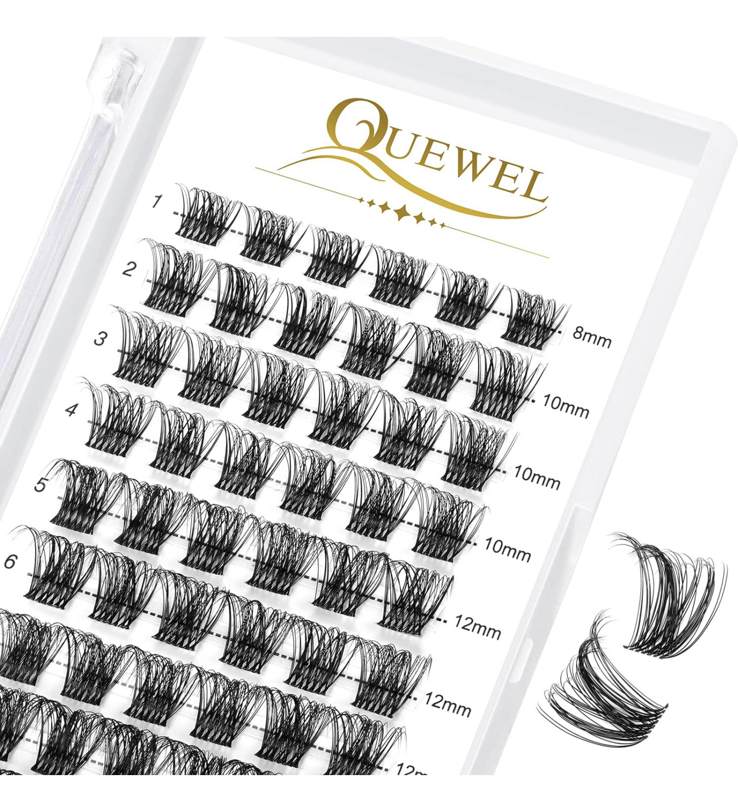QueWel 72-Pack D Curl Individual Eyelash Clusters DIY Eyelash Extensions 8-16mm | Wide Foundation for Gorgeous Eye Makeup - Buy Online on GoSupps.com