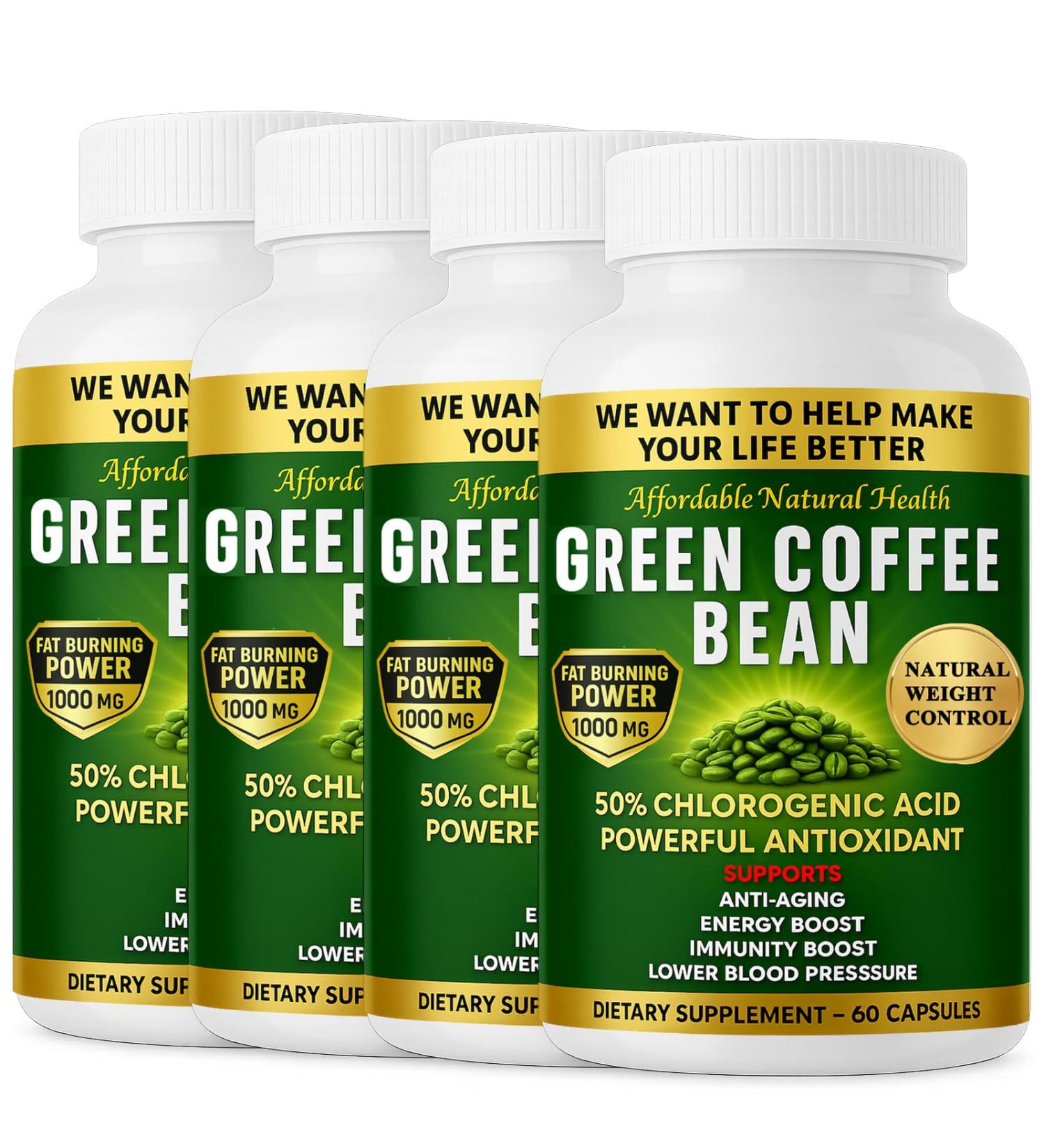 Green Coffee Bean Extract 100% Pure Green Coffee Bean Capsules 50% Chlorogenic Acid 1000 mg Strength 240 Capsules 8 Month Supply Non-GMO and Gluten Free Traditional Herbal Supplement - Buy Online on GoSupps.com
