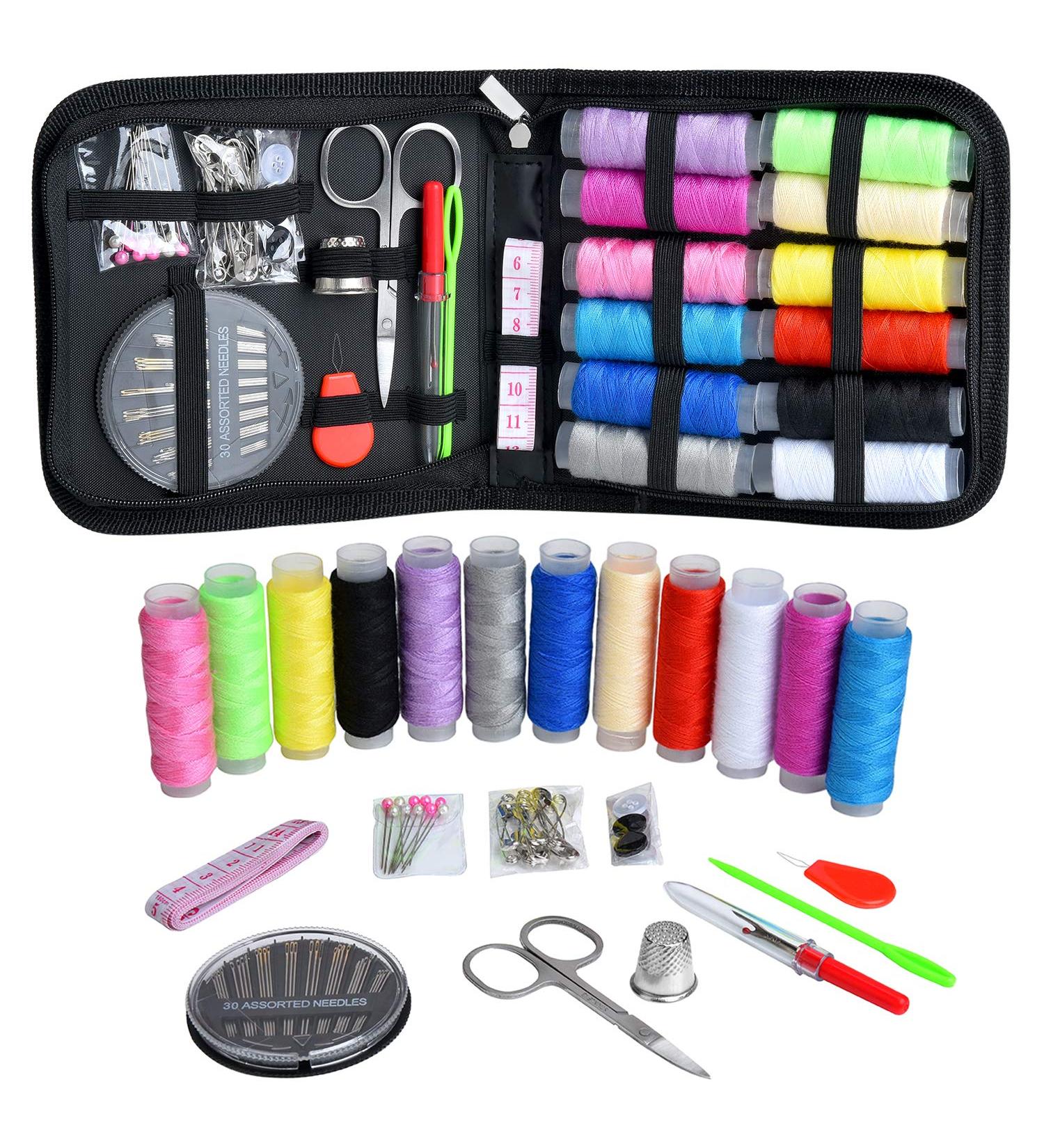 Portable Mini Sewing Kit with 12 Color Thread, Scissors, Needles - for Adults, Kids, Travelers, Beginners - Emergency Family Repair Supplies - Buy Online on GoSupps.com