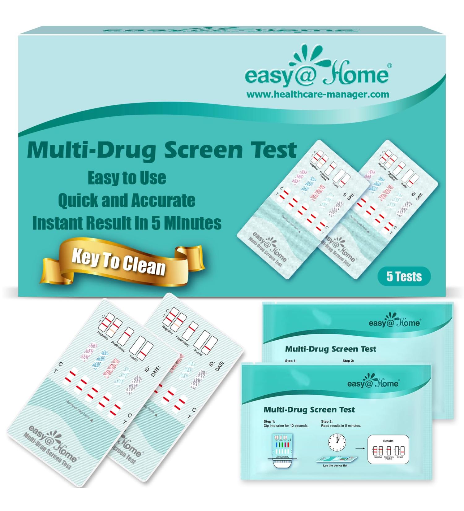5 Pack Easy Home 5 Panel Instant Urine Drug Test - THC COC OPI AMP MET #EDOAP-254 - Buy Online on GoSupps.com