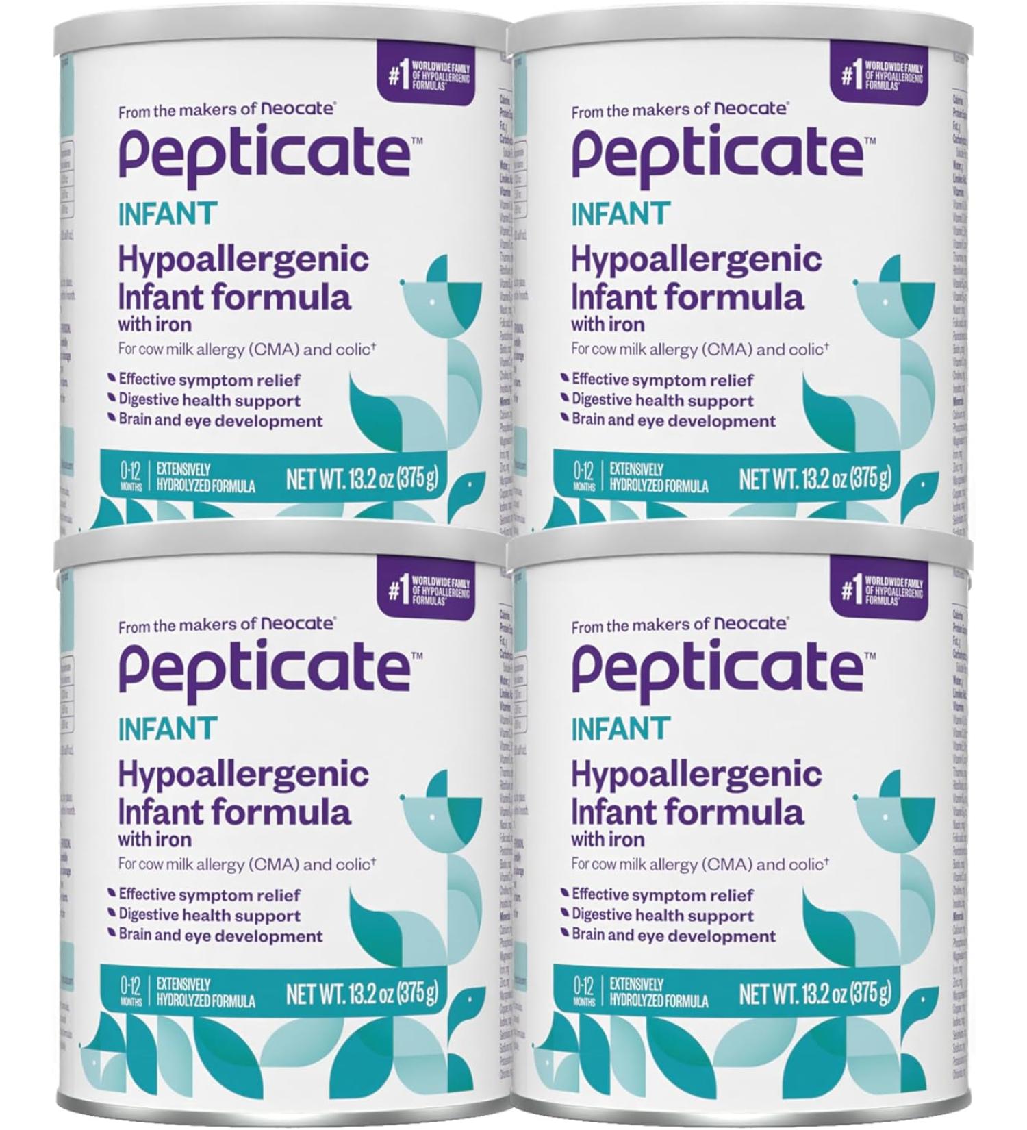 NUTRICIA PEPTICATE Pepticate Baby Formula for Cow Milk Allergy - Pack of 4 - 13.2 Oz. - Buy Online on GoSupps.com