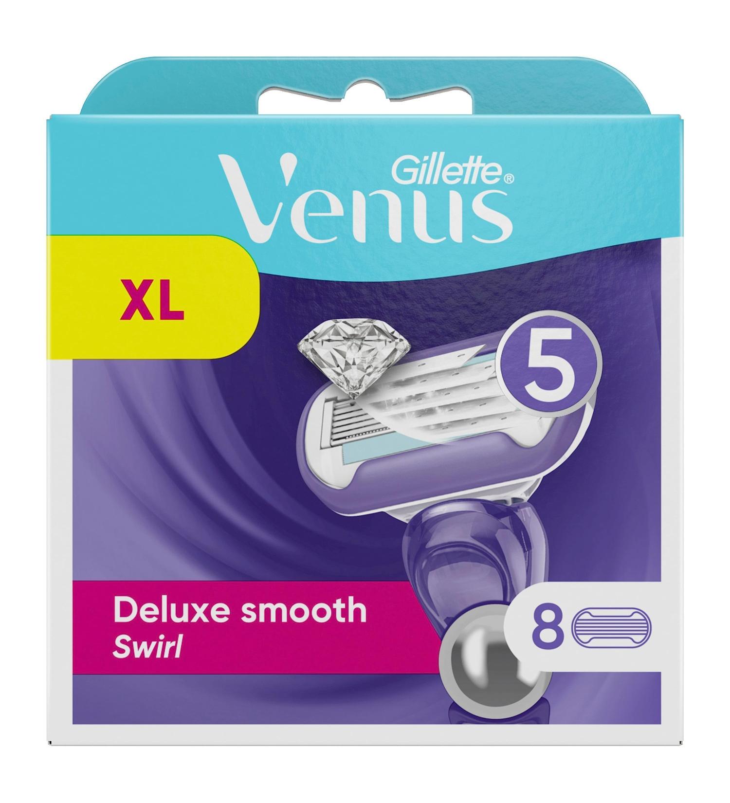 Gillette Venus Deluxe Smooth Swirl Razor Blades for Women - 8 Replacement Blades with 5-Blade Technology | Smooth Shaving Solution - Buy Online on GoSupps.com
