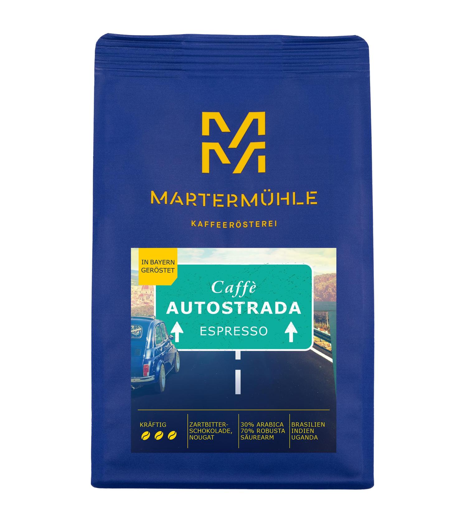  Marterm hle Marterm hle Caff Autostrada Powerful Espresso Beans 1 kg Arabica / Robusta Flavouring Nougat Bitter Chocolate Fully Smoothly Rolled Espresso Beans Low Acid - Buy Online on GoSupps.com