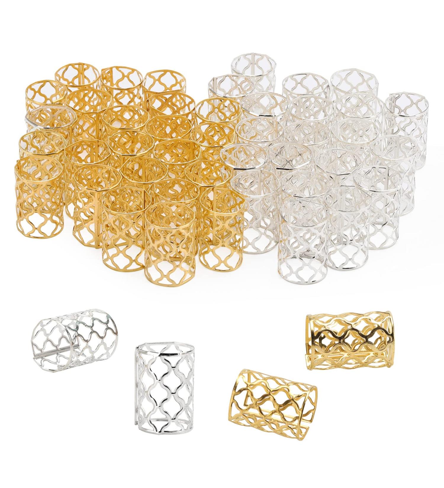 1 Inch Hair Beads Dreadlocks Jewelry for Women - Silver & Golden Metal Cuffs Clips - Braid Hair Rings Accessories - Buy Online on GoSupps.com