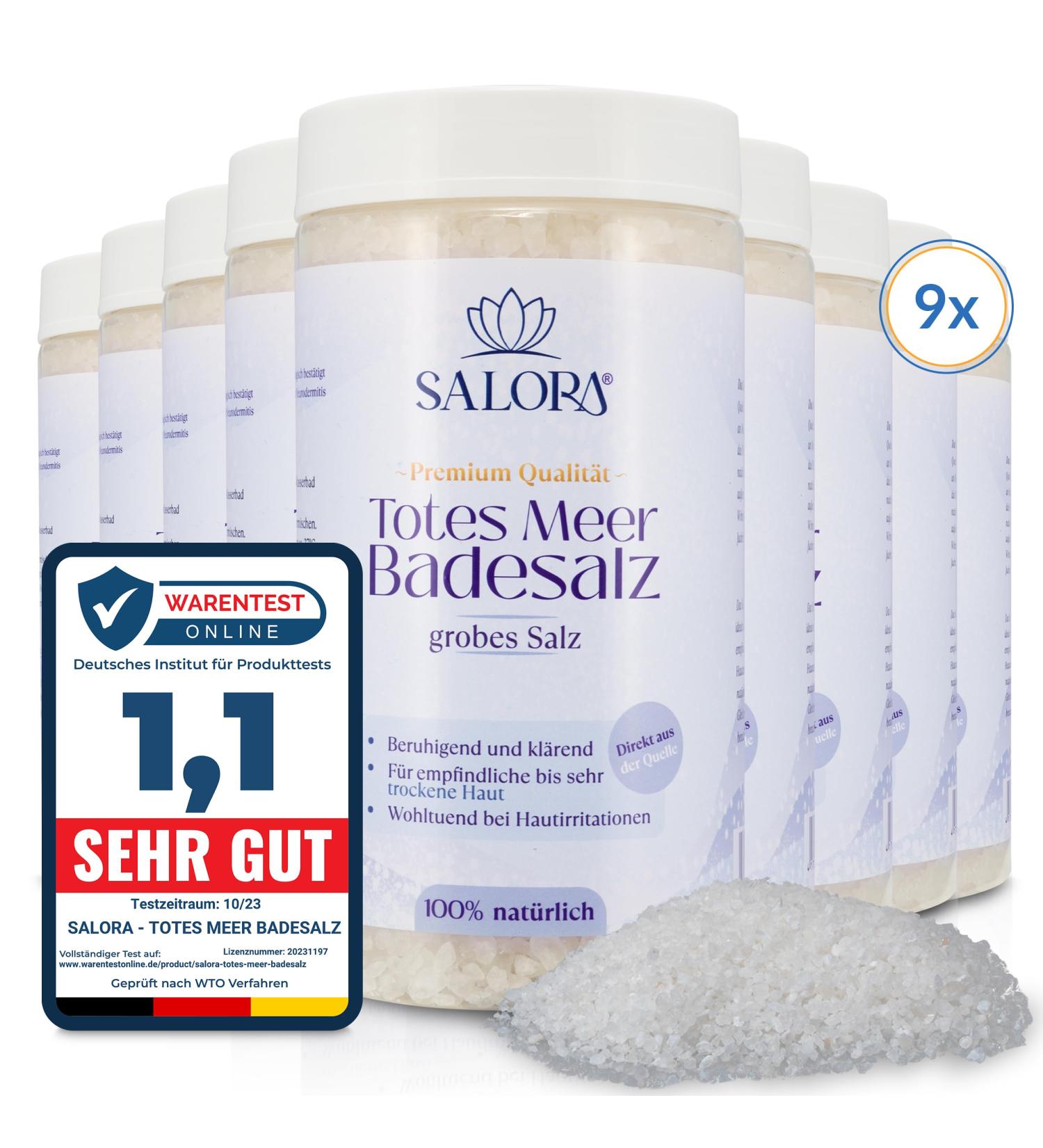 Salora Premium Totes Meer Bavarian Sea Salt 9x1150g | Additive-Free Bath & Foot Bath Salt with Peeling Effect - Coarse Advantage Pack - Buy Online on GoSupps.com