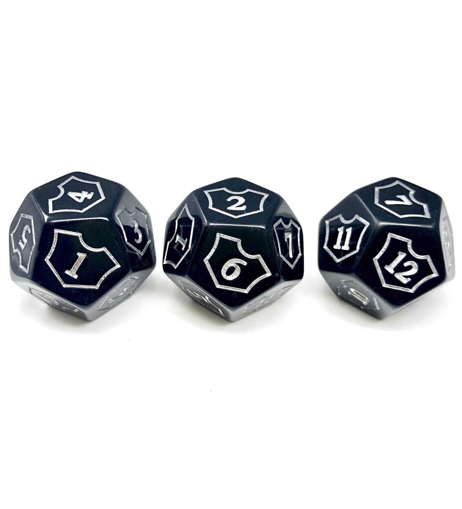 Hedral MTG D12 Spin-Down Loyalty Counter Dice 3 Die Set Black - Magic: The Gathering TCG CCG Planeswalker