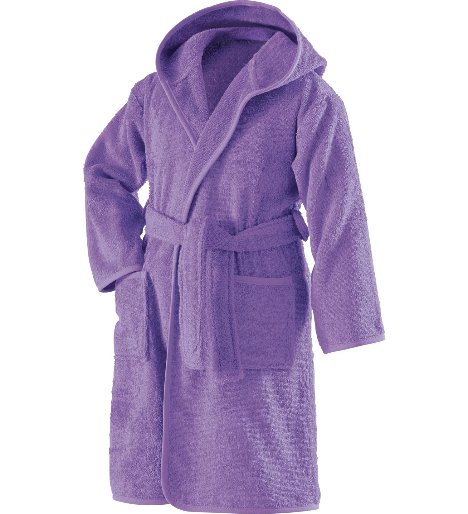 Erwin Mller Children's Bathrobe with hood Uni Frottier purple size 134/140 - soft fluffy strong sucking with binding belt and bags 100% cotton (other colors sizes) bathrobe 134/140 purple