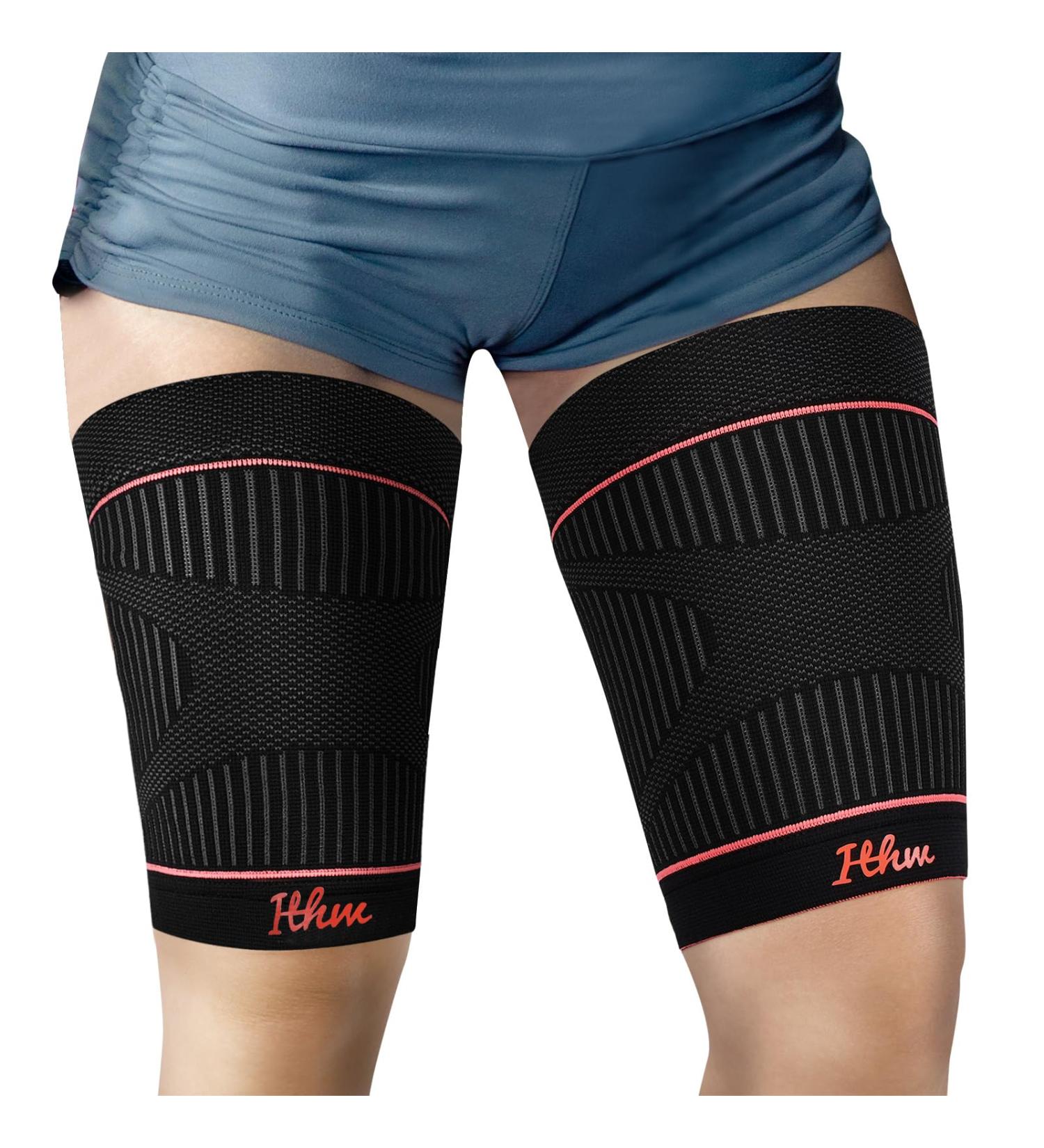 Thigh Compression Sleeve Brace - X-Large (1 Pair) for Hamstring Groin & Quad Pain Relief - Sciatica Recovery - Orange - Buy Online on GoSupps.com