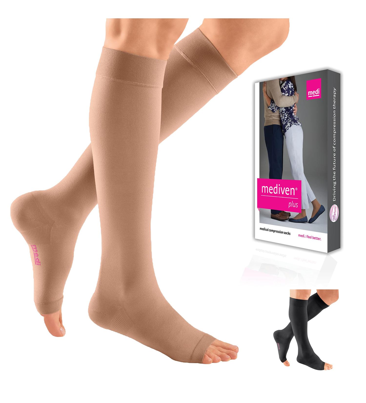 mediven Plus 20-30 mmHg Calf High Compression Stockings - Open Toe Beige VII Petite Extra Wide - Men & Women - Buy Online on GoSupps.com