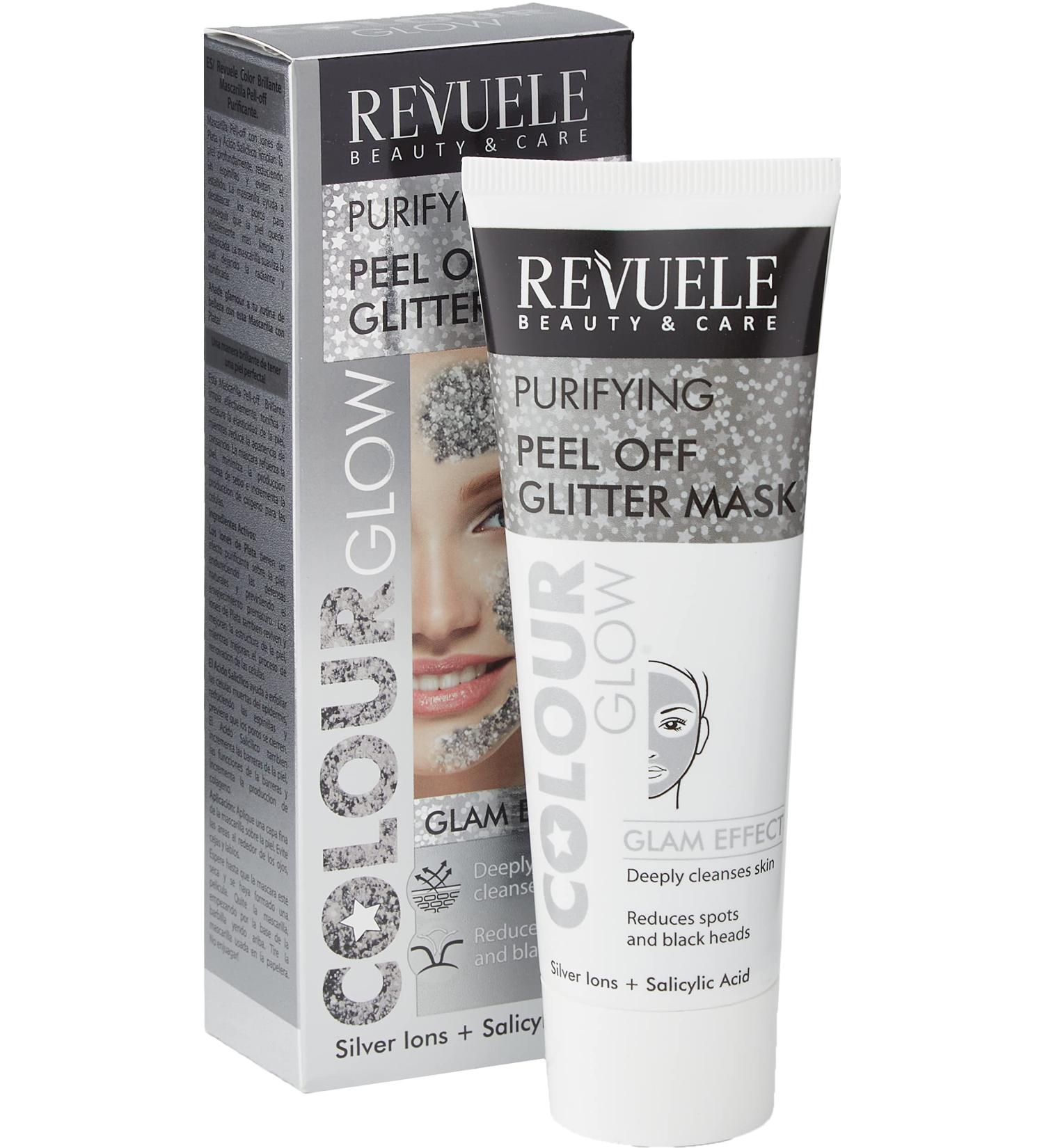 Revuele - Silver Colour Purifying Glam Effect Glow Peel Off Glitter Mask - 80ml - Buy Online on GoSupps.com