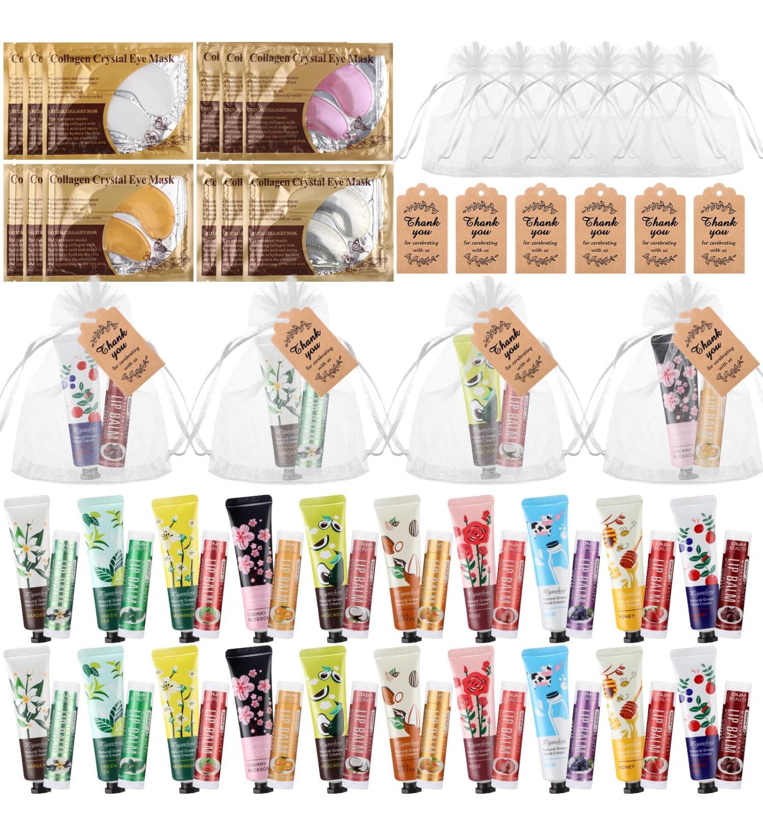 50 Sets Scented Hand Cream Lip Balm & Under Eye Patches - Bridal Shower & Wedding Favors - Perfect Thank You Gifts for Guests Employees & Volunteers - Buy Online on GoSupps.com