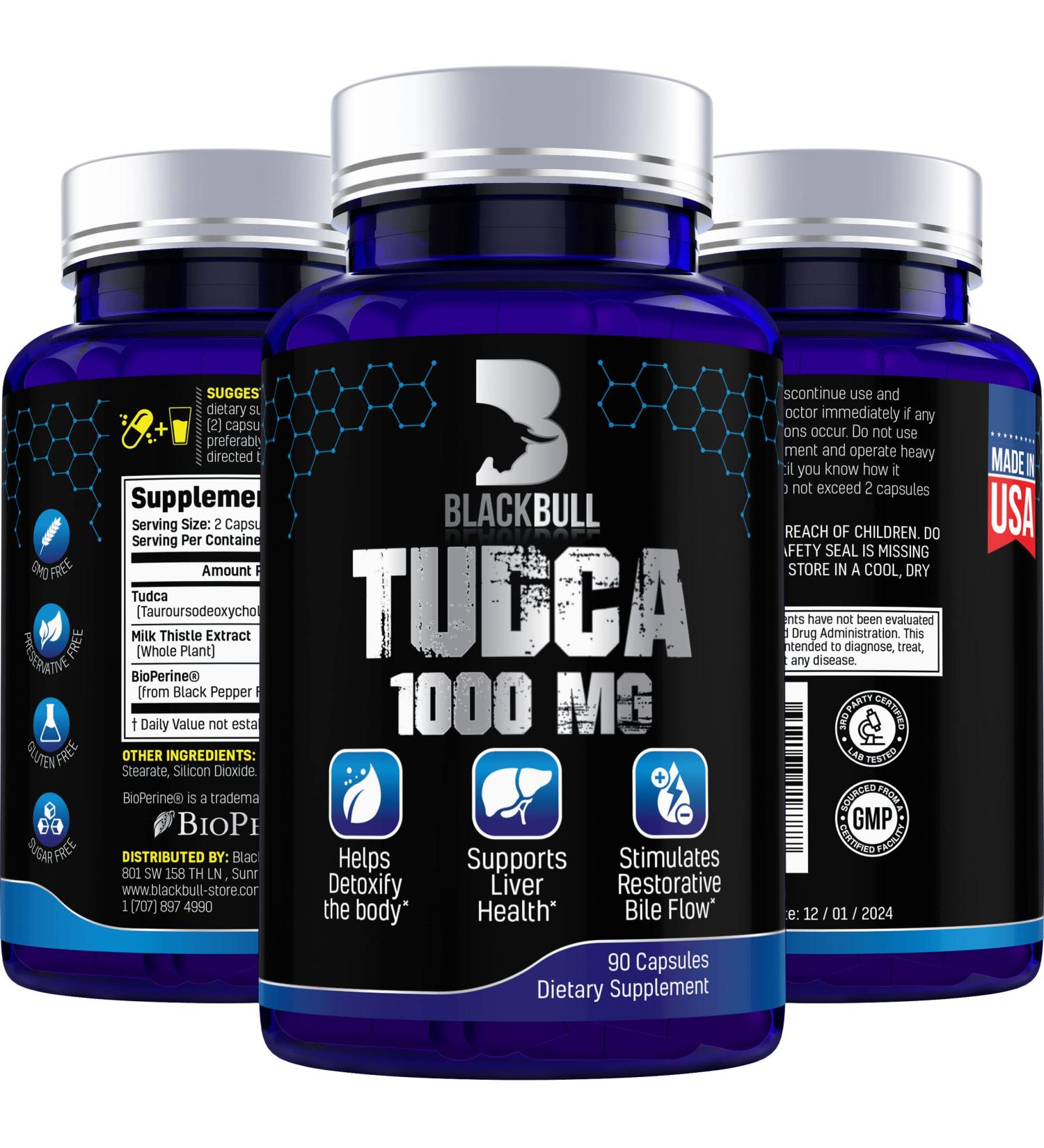 Blackb ll TUDCA 1000mg Capsules with Milk Thistle Liver Detox - 45 Day Supply - Buy Online on GoSupps.com