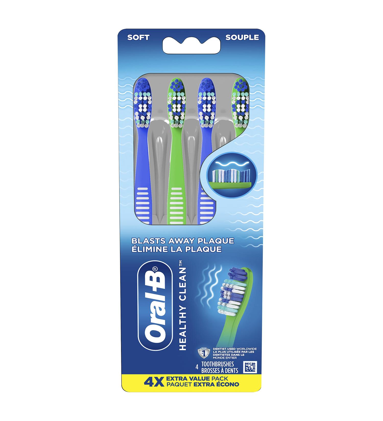 Oral-B Healthy Clean Toothbrush Soft Bristles 4 Count - Buy Online on GoSupps.com