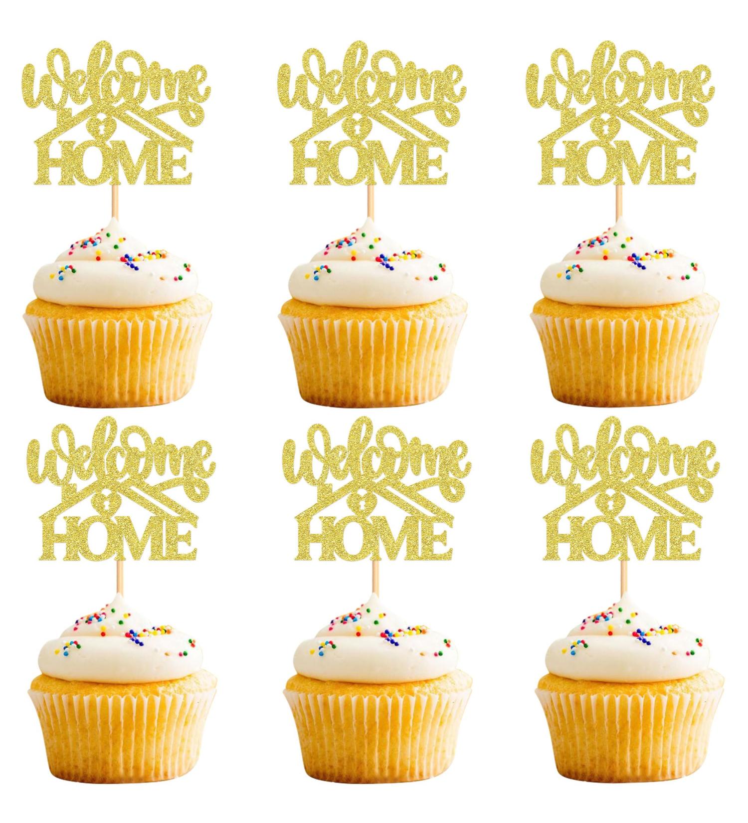 Cyodoos 24 Pcs Sweet Home Cupcake Toppers Glitter Welcome home Cupcake Picks Housewarming Cupcake Toppers New Home Theme Party Cake Decorations Supplies Golden Golden1 - Buy Online on GoSupps.com