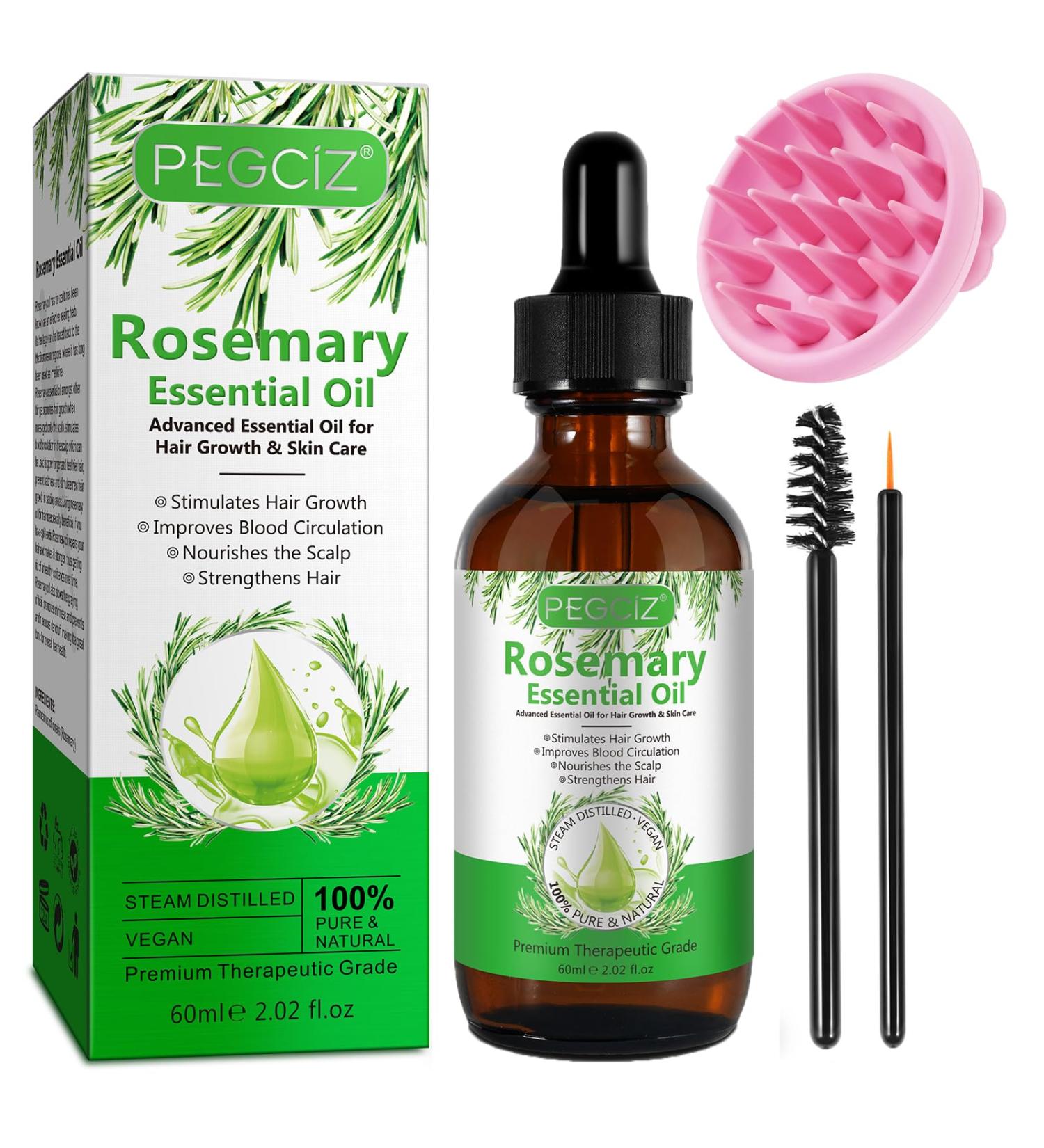 Premium Rosemary Oil for Hair Growth & Skin Care | Bio-Rosmarin Oil with Scalp Massager & Essential Oil for Eyelashes & Body Massage - Shop Now! - Buy Online on GoSupps.com