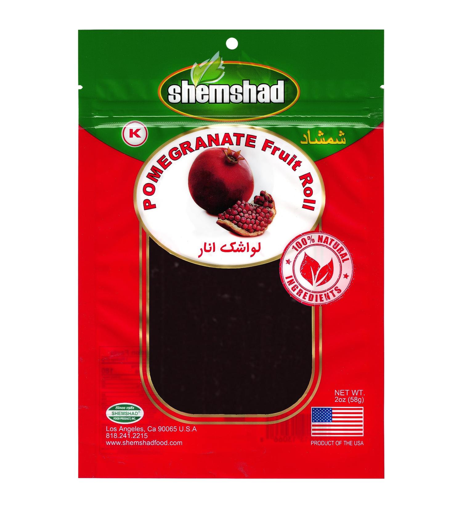 Shemshad Lavashak Pomegranate Authentic Persian Style Fruit Leather Sour and Salty Fruit Layer Made in USA Certified Kosher 2oz Pomegranate 2 Ounce (Pack of 1)