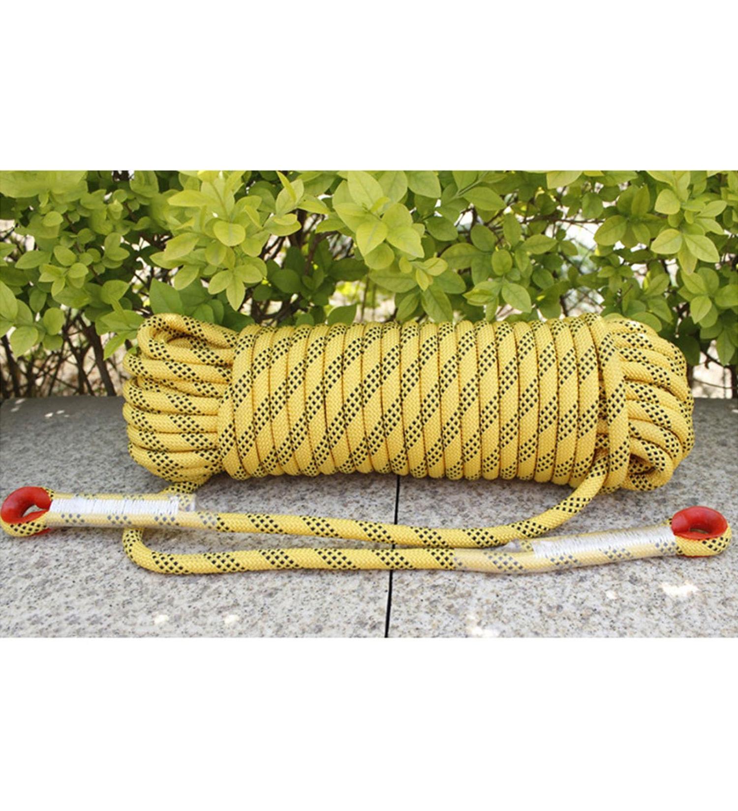 Pahion 12mm Static Climbing Rope - 10m to 200m for Indoor/Outdoor Use | Durable Ice Climbing & Rescue Equipment | Fire Protection | Yellow - Buy Online on GoSupps.com