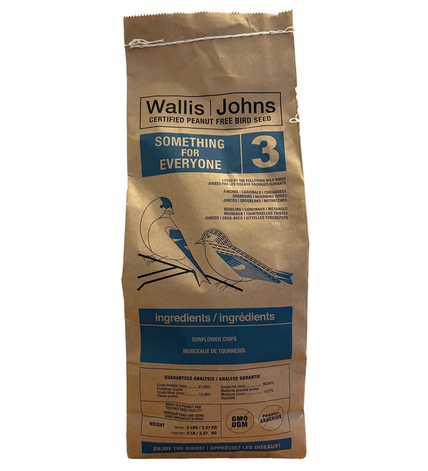 Wallis Johns Peanut Free Wild Bird Seed - Something for Everyone(3) Sunflower Chips (5lbs) - Buy Online on GoSupps.com