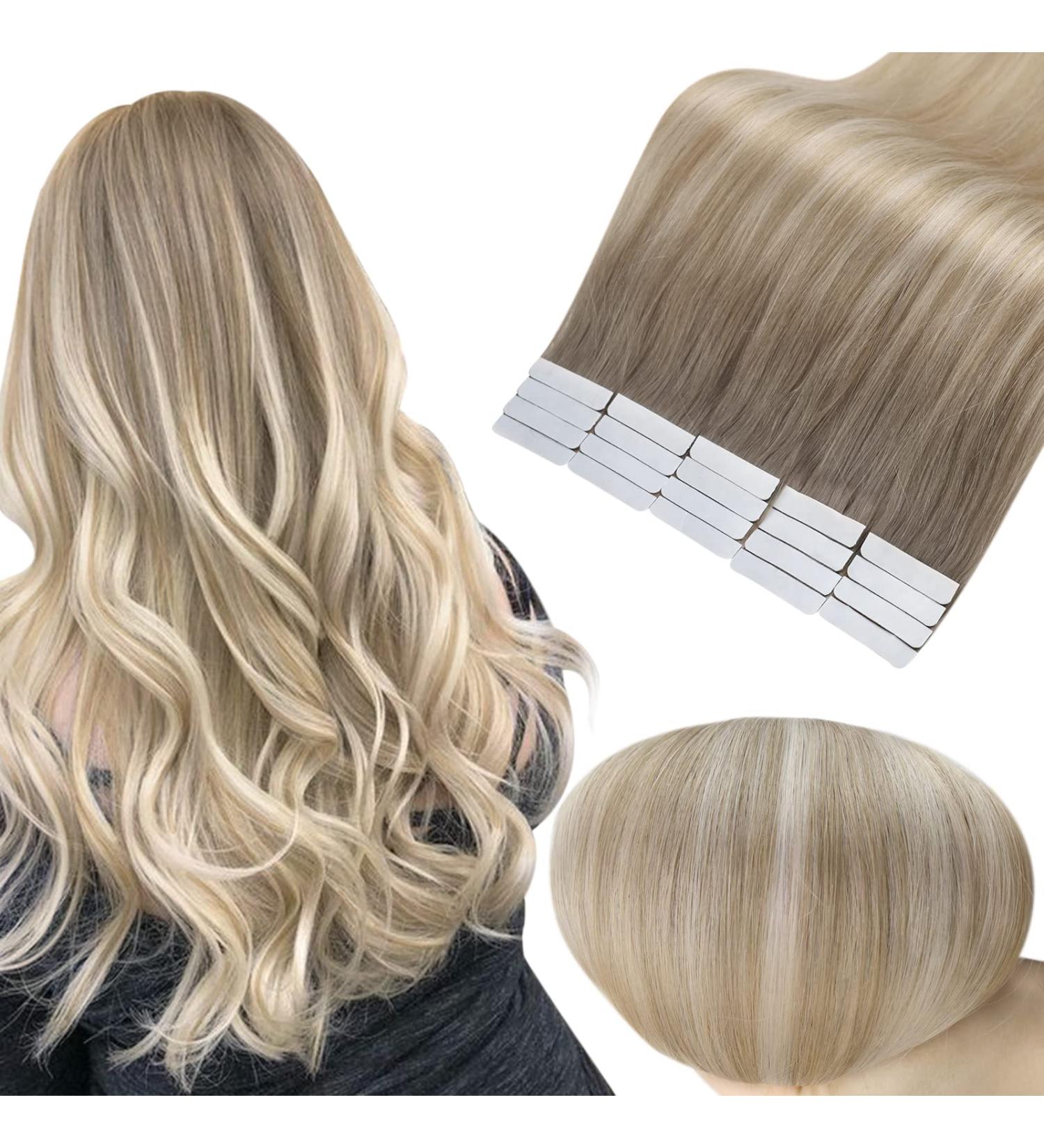 Buy FSHINE Glue-In Real Hair Extensions | 30g Balayage Brown to Ash Blonde | 20 Pieces Tape-In 30cm #19/8/60 - Buy Online on GoSupps.com