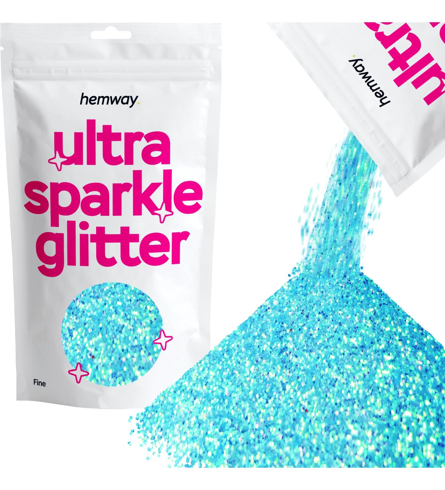 Hemway Fine Baby Blue Glitter 100g - Cosmetic Safe Baby Blue Iridescent Glitter for Crafts & DIY - Buy Online on GoSupps.com