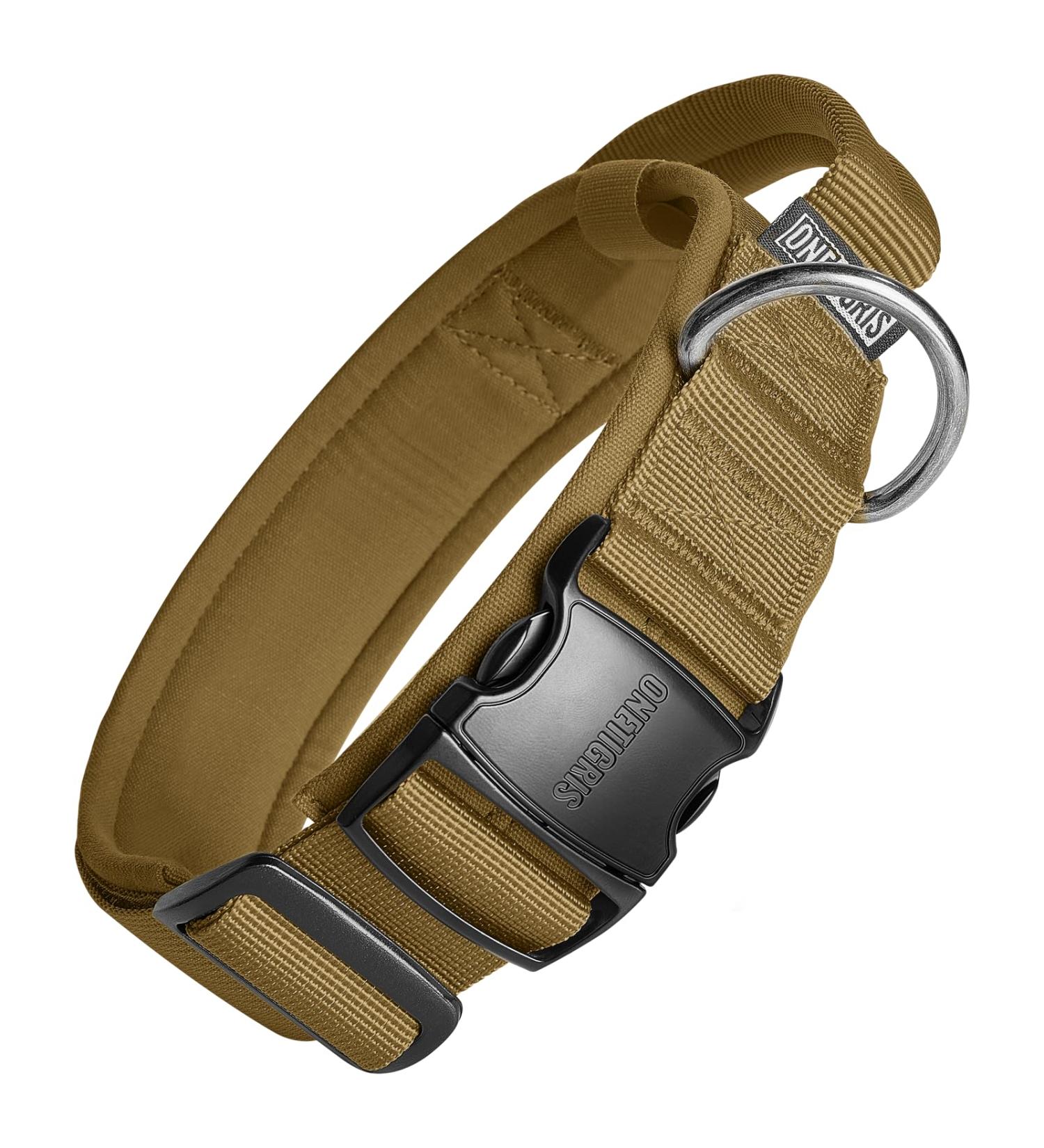 OneTigris Dog Collar with Metal Buckle for Dogs - Coyote Brown Medium | Premium Pet Accessory for Safe and Stylish Walks - Buy Online on GoSupps.com