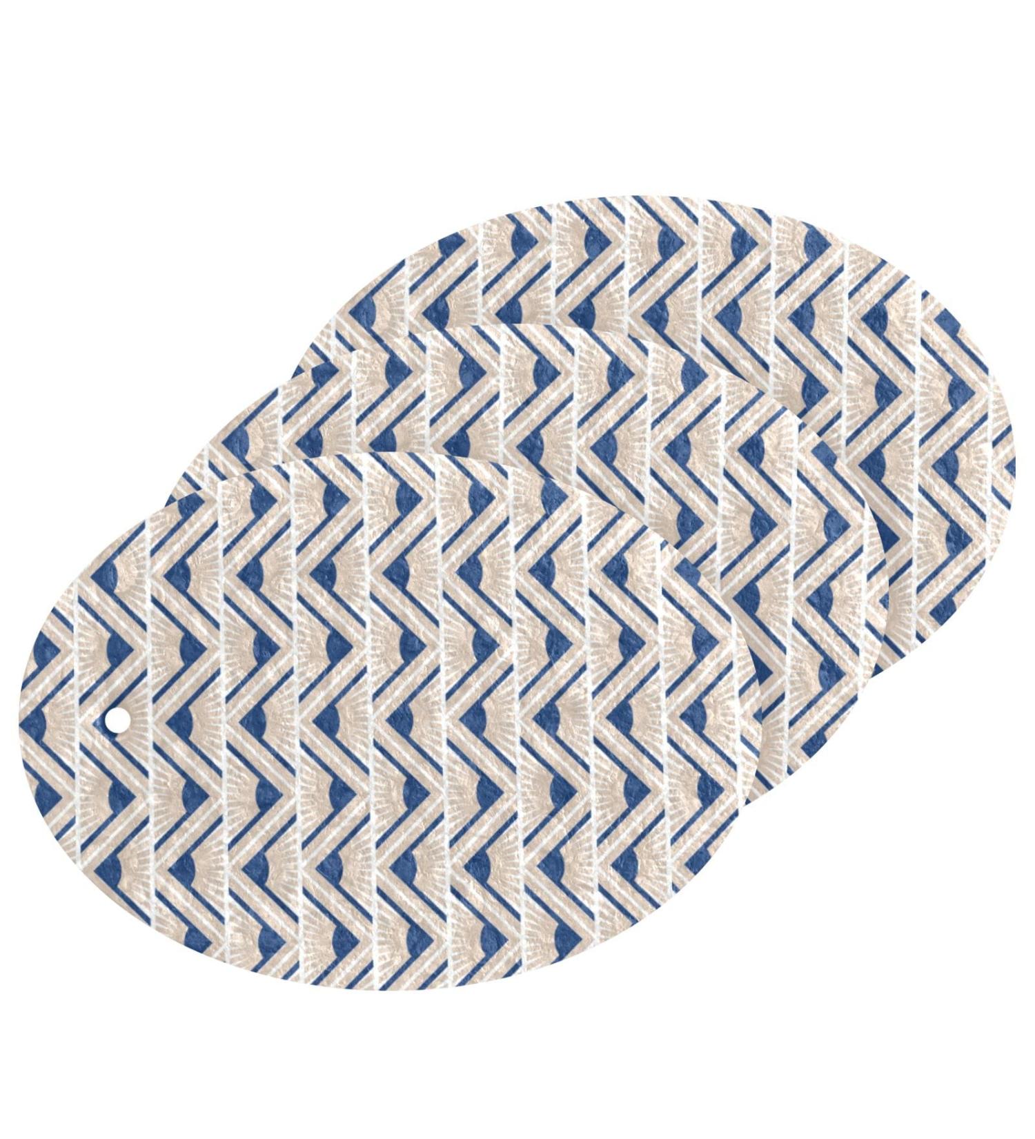 3-Pack Cleaning Kitchen Sponges Oval Geometric Stripes Kitchen Cellulose Dishwashing Wood Pulp Cotton one sizex3 Geometric Stripes - Buy Online on GoSupps.com