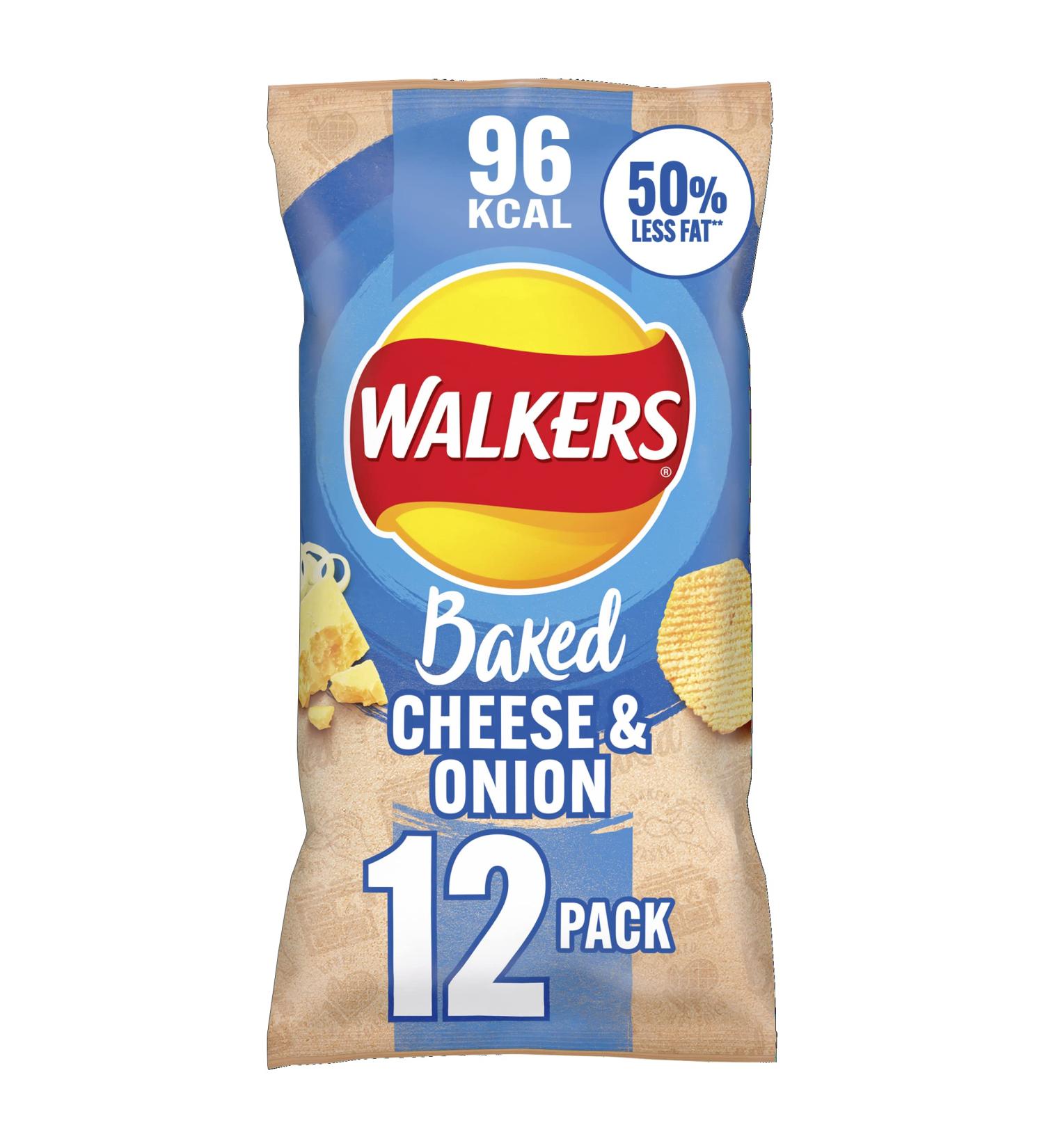 Walkers Cheese & Onion Baked Crisps 12 x 22g Blue - Buy Online on GoSupps.com