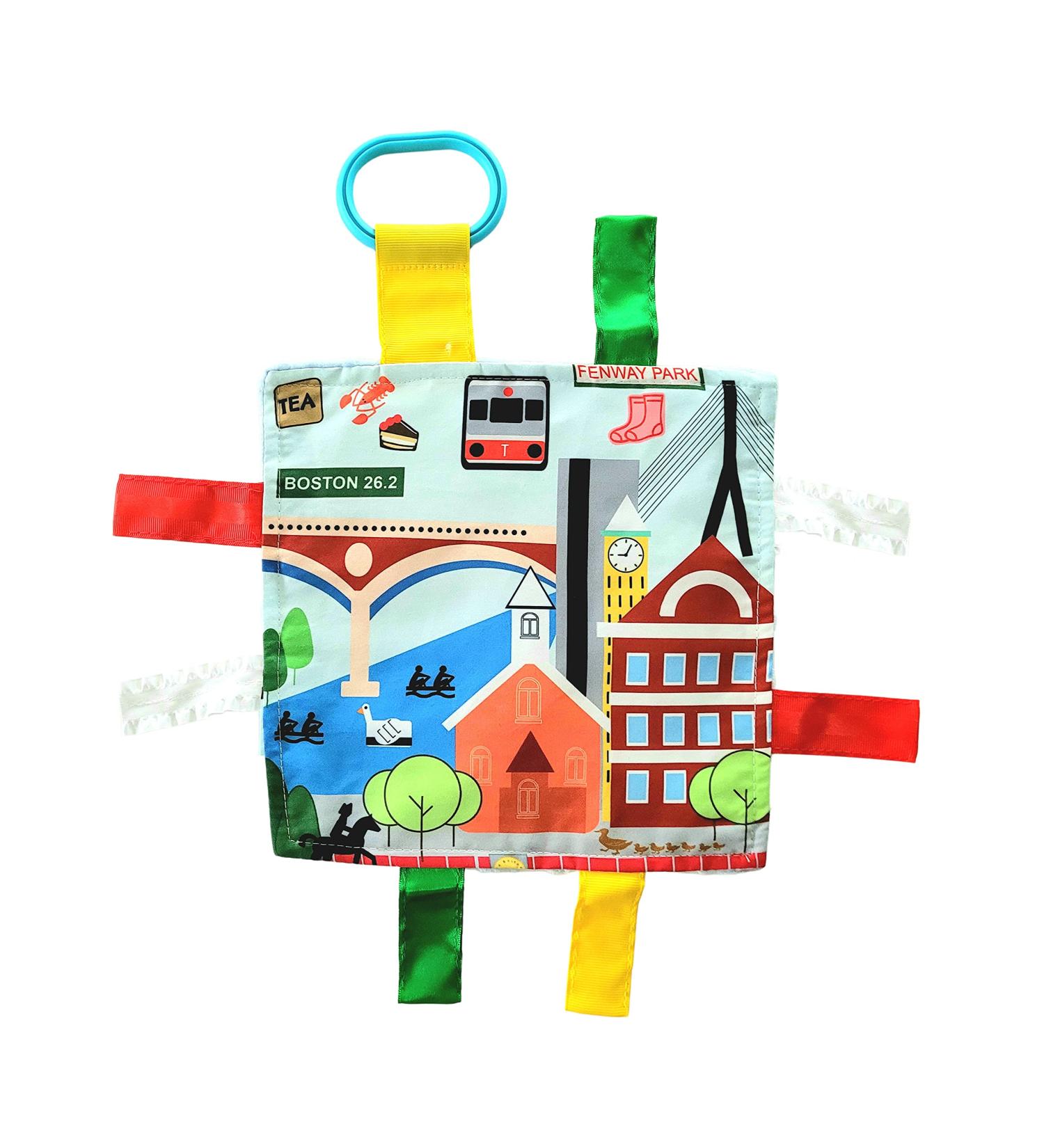Baby Jack & Co 8x8 Learning Lovey Boston Massachusetts Tag Toy for Babies - Crinkle & Safe - USA Cities & Shapes - BPA Free - Ideal Baby Gift - Buy Online on GoSupps.com