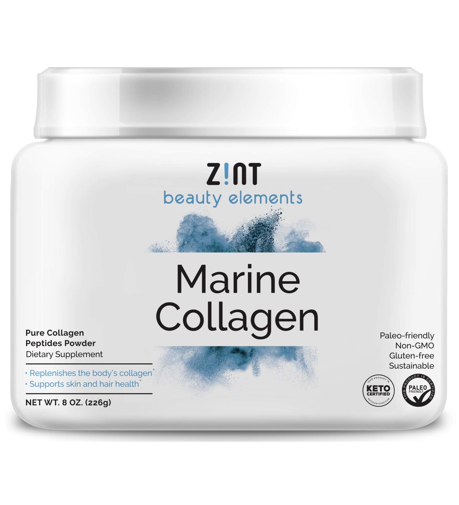 Zint Marine Collagen Powder 8 oz - Boost Skin, Hair & Joint Health - Buy Online on GoSupps.com