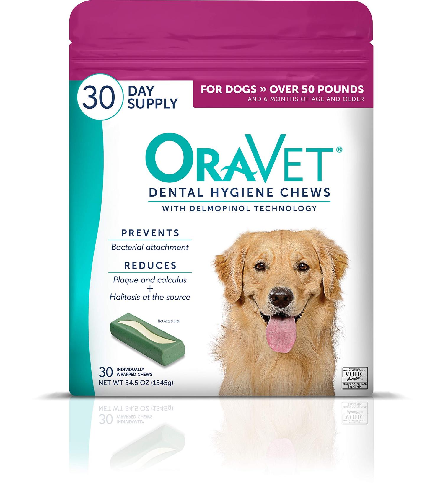 OraVet Dental Hygiene Chews for Large Dogs 30ct - 50lbs+, Pack of 1 - Buy Online on GoSupps.com