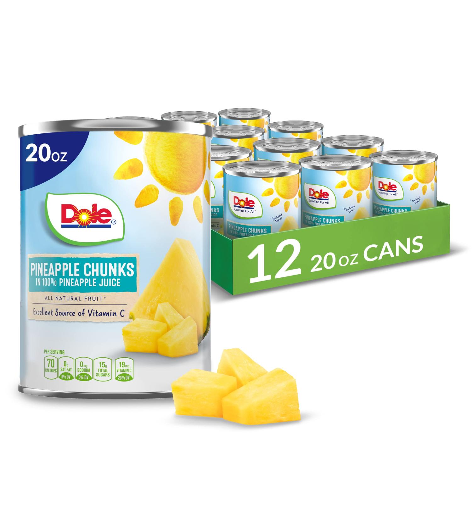 Dole Pineapple Chunks in 100% Fruit Juice 20oz (Pack of 12) - Buy Now! - Buy Online on GoSupps.com