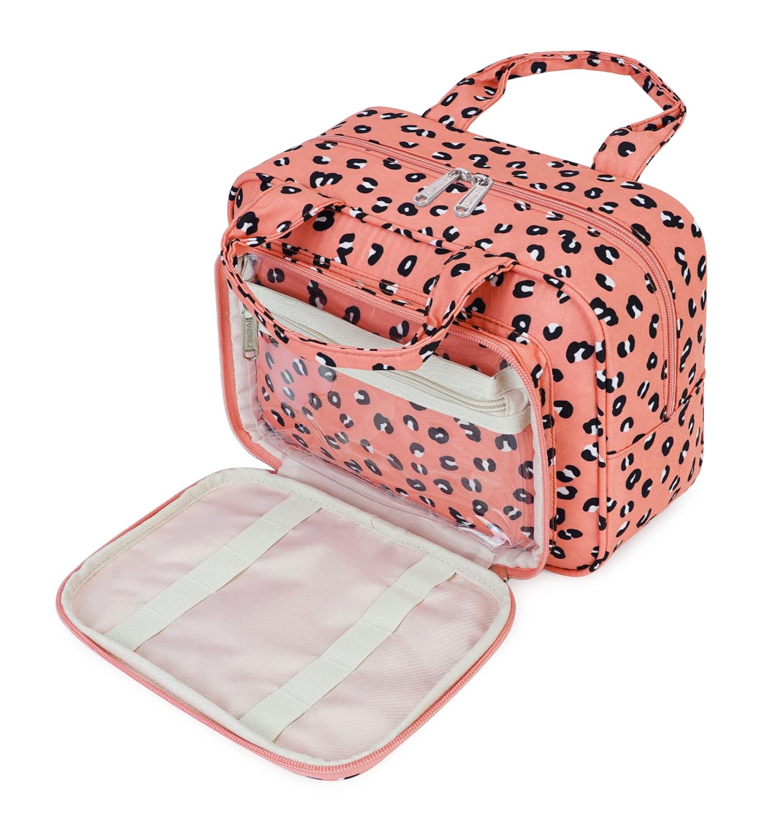Full Size Orange Leopard Travel Toiletry Bag for Women - Large Makeup Organizer - Buy Online on GoSupps.com