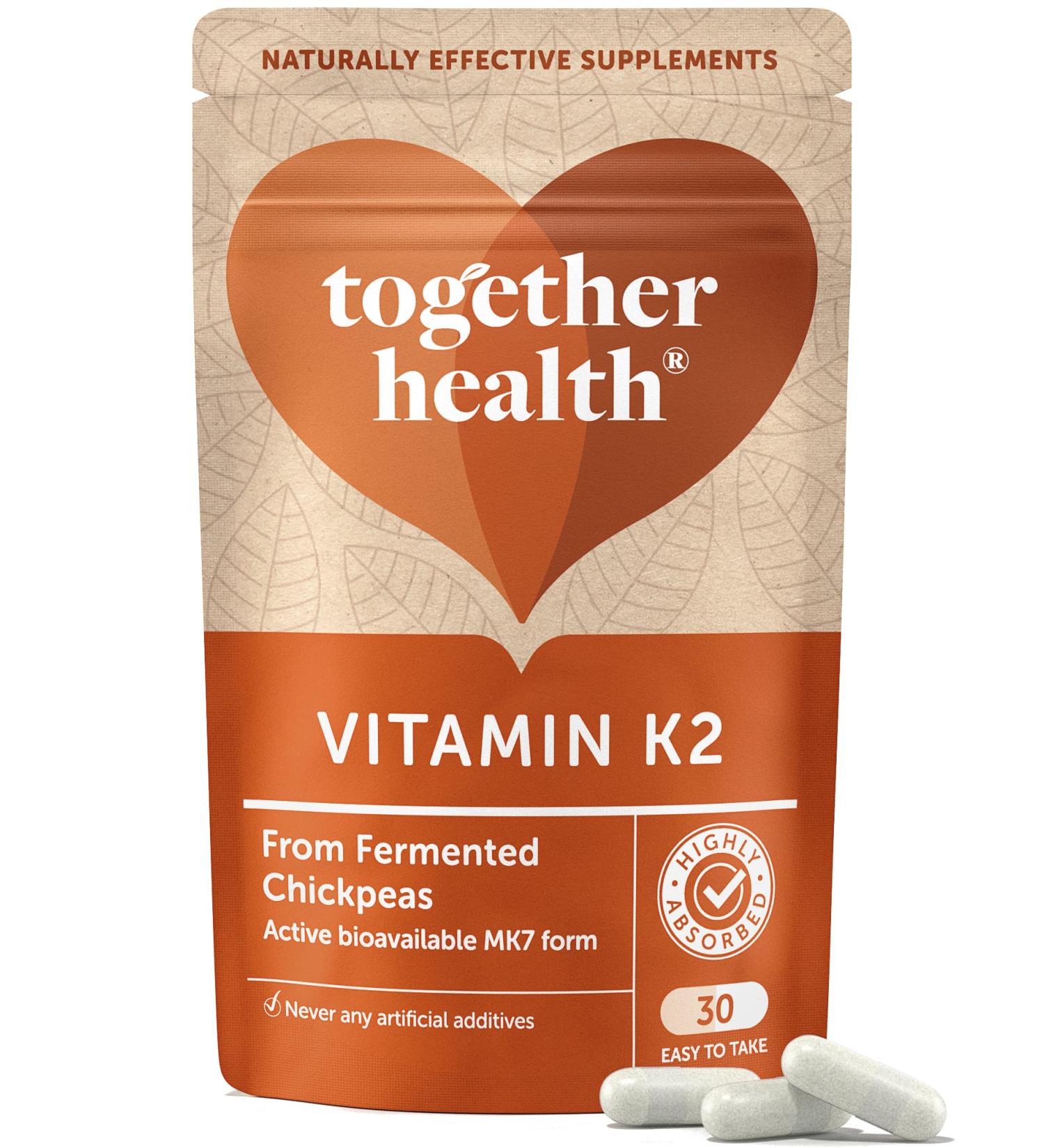Vitamin K2 MK7 from Fermented Chickpeas | Highly Bioactive | Vegan Friendly | Made in UK | 30 Vegecaps - Buy Online on GoSupps.com