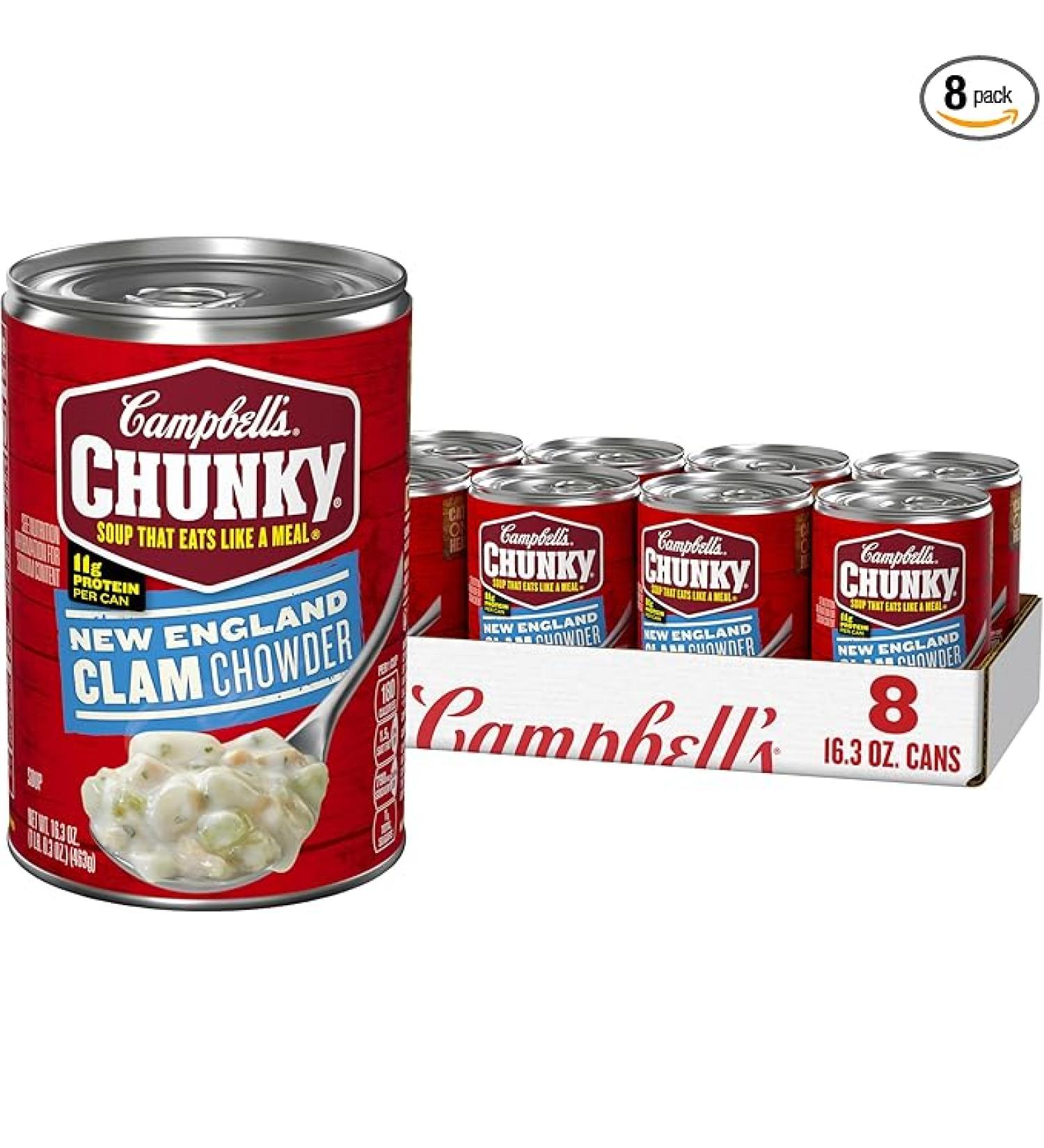 Campbell’s Chunky Soup, New England Clam Chowder, 16.3 Oz Can (Case of 8) - Buy Online on GoSupps.com
