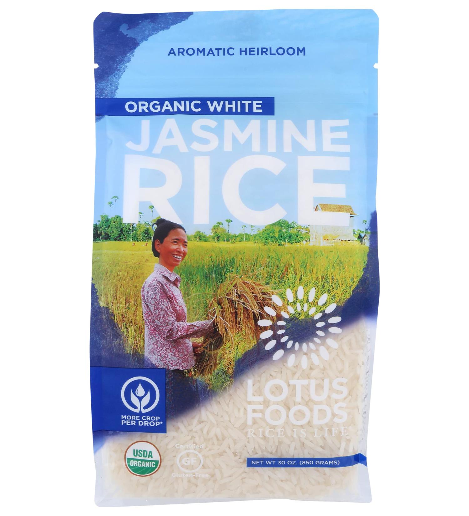LOTUS FOODS Organic White Jasmine Rice - 30 OZ | Authentic Thai Fragrant Grain - Buy Online on GoSupps.com