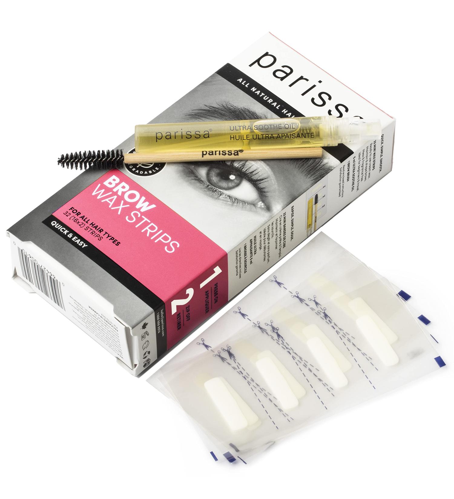 Parissa Eyebrow Biodegradable Wax Strips Kit - 32 Strips for At-Home Hair Removal | Mini Wax Strips for All Hair Types - Pink - Buy Online on GoSupps.com