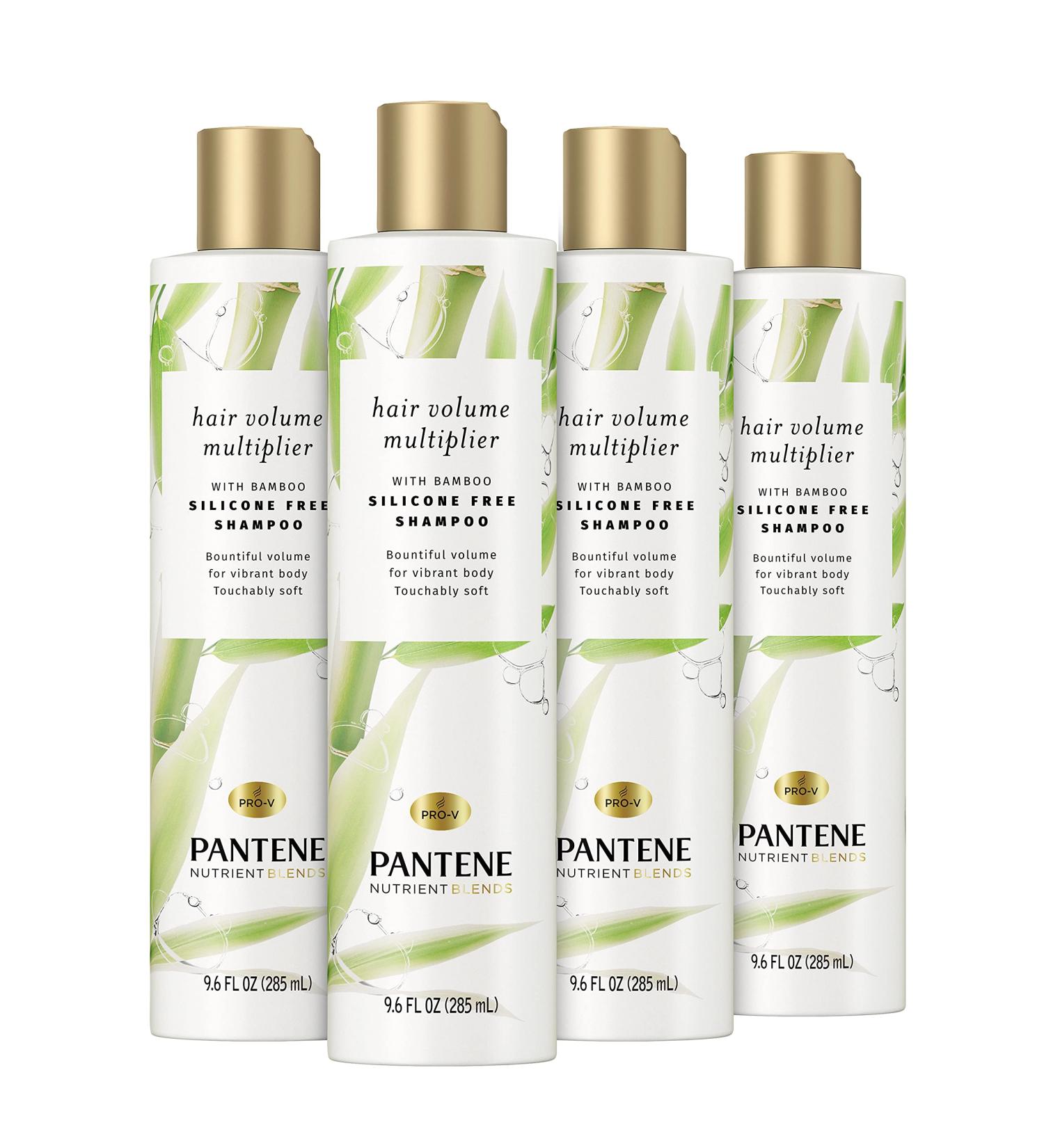 Pantene Volumizing Shampoo with Bamboo Nutrient Blends - 9.6 Fl Oz | Pack of 4 Hair Volume Multiplier Shampoo - Buy Online on GoSupps.com