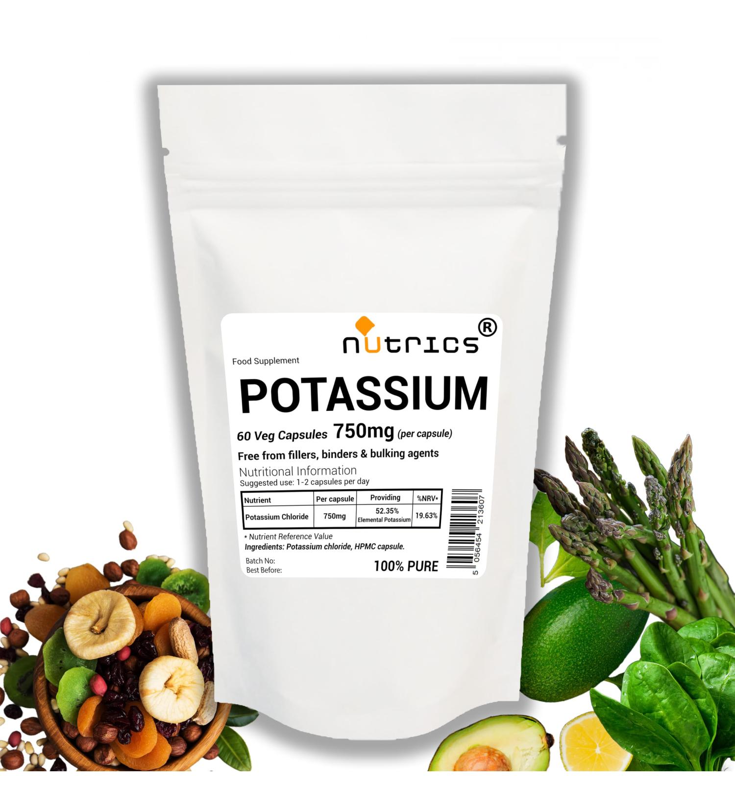 60 g lules de chlorure de potassium pur 750 mg pour v g talien (2 mois d'approvisionnement) Convient aux v g taliens v g taliens (60) - Buy Online on GoSupps.com