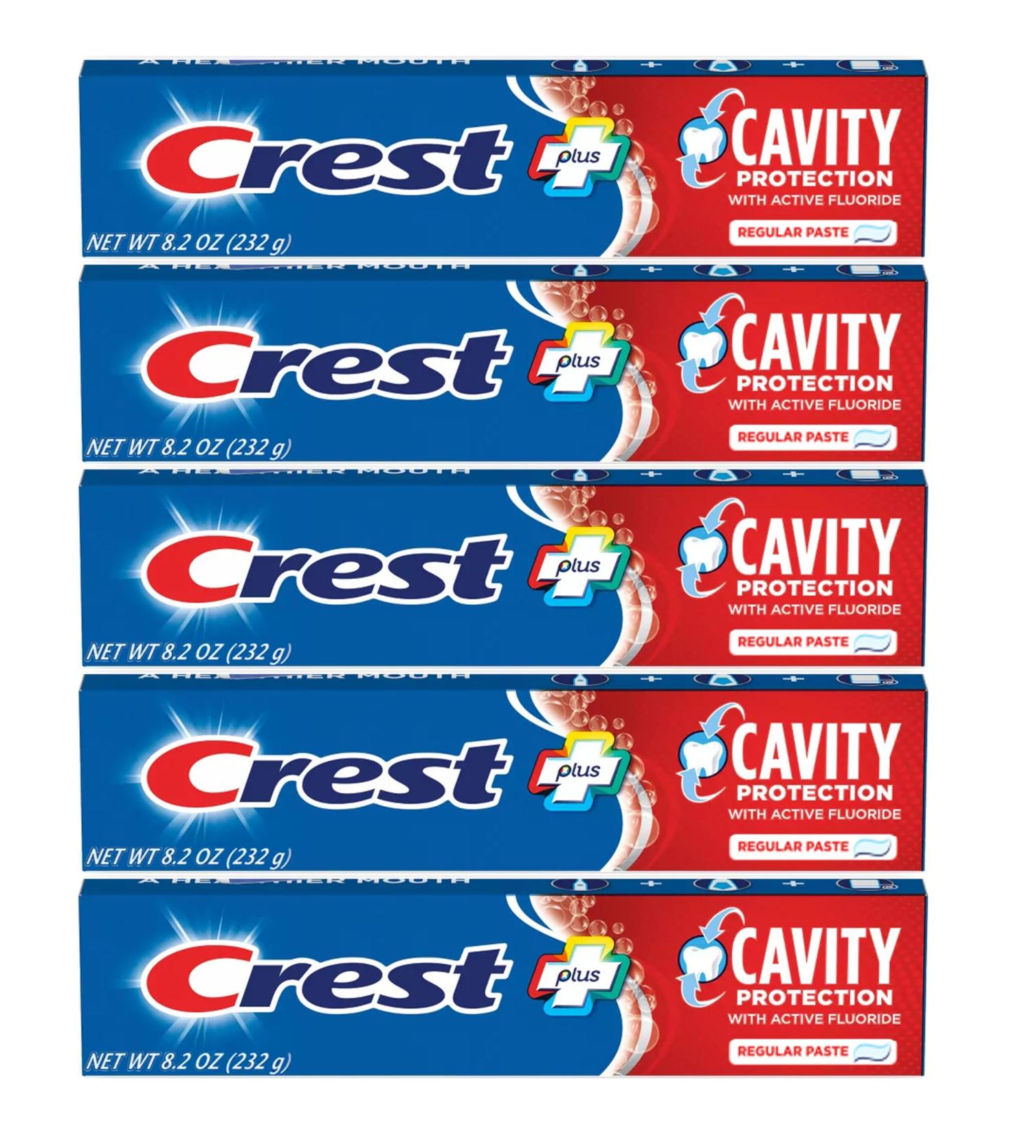 Crest Cavity Protection Toothpaste Regular - 8.2 oz Pack of 5 - Buy Online on GoSupps.com