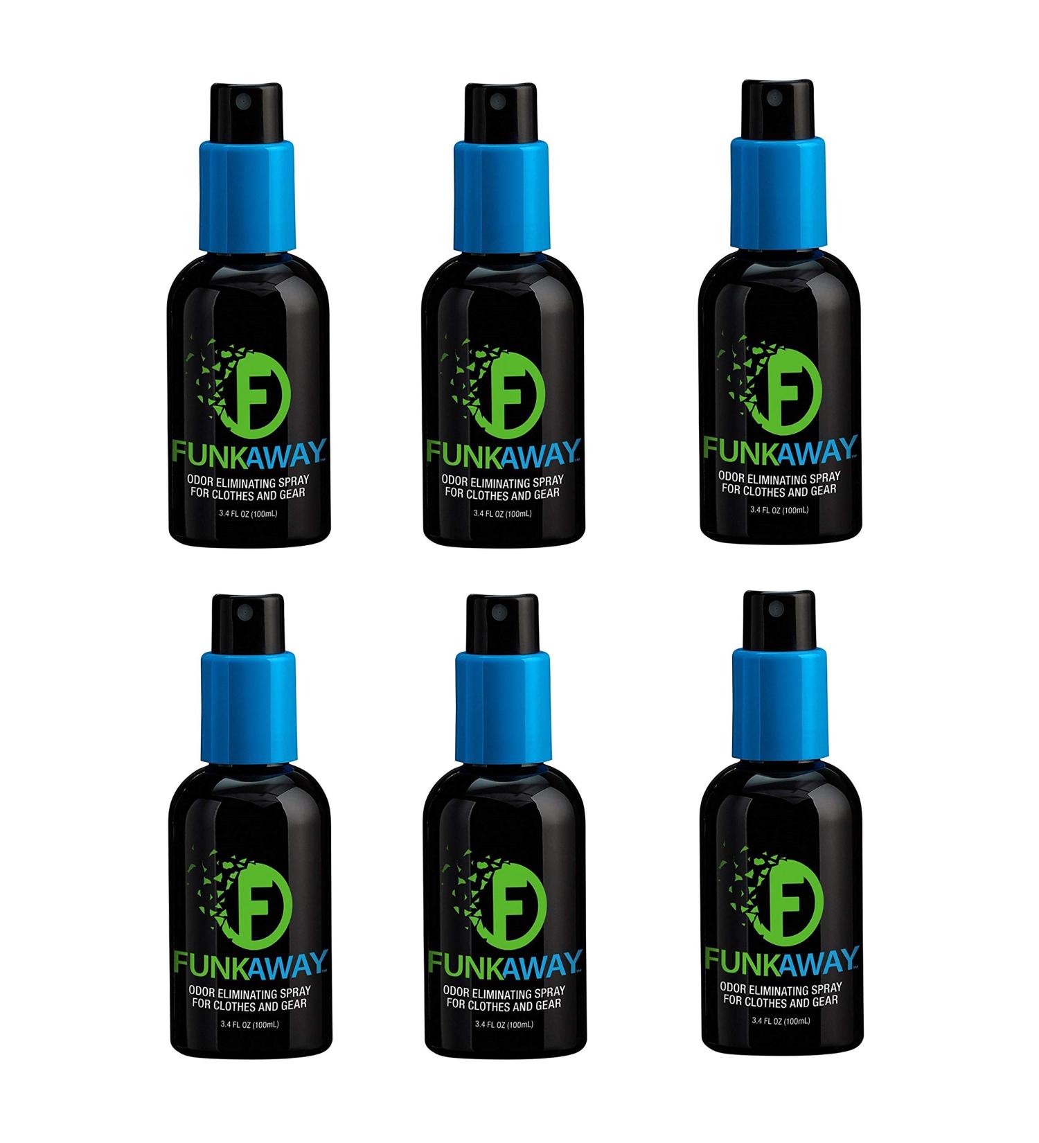 Funk Away Odor Eliminator Spray 3.4 oz. - 6 Pack for Shoes, Clothes, and Gear (Non-Aerosol) - Buy Online on GoSupps.com