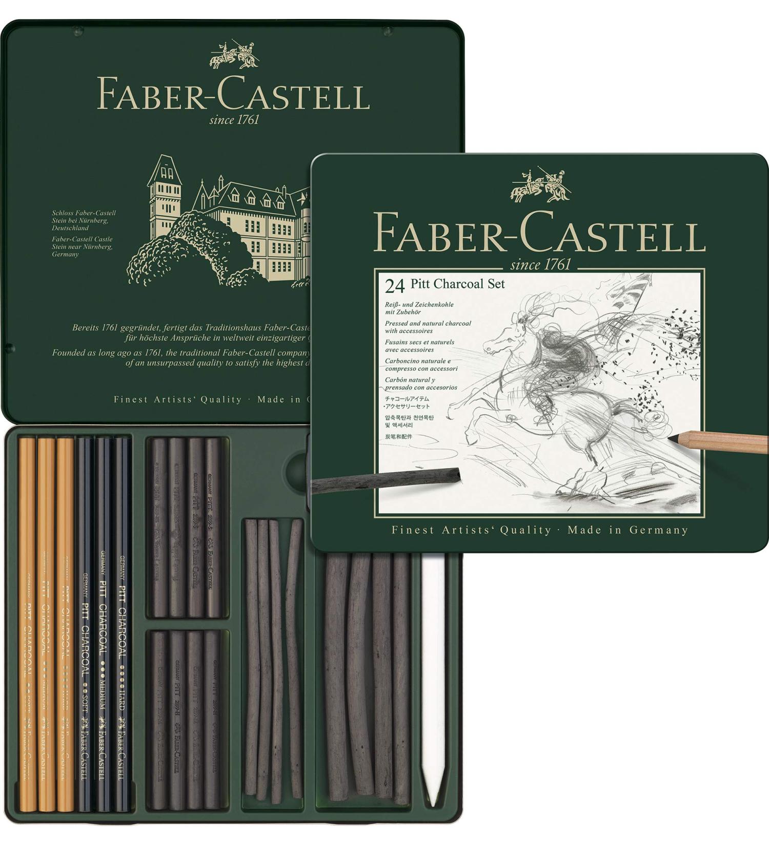 Faber-Castell 24-Piece Pitt Charcoal Set - High-Quality Charcoal Drawing Set - Buy Online on GoSupps.com