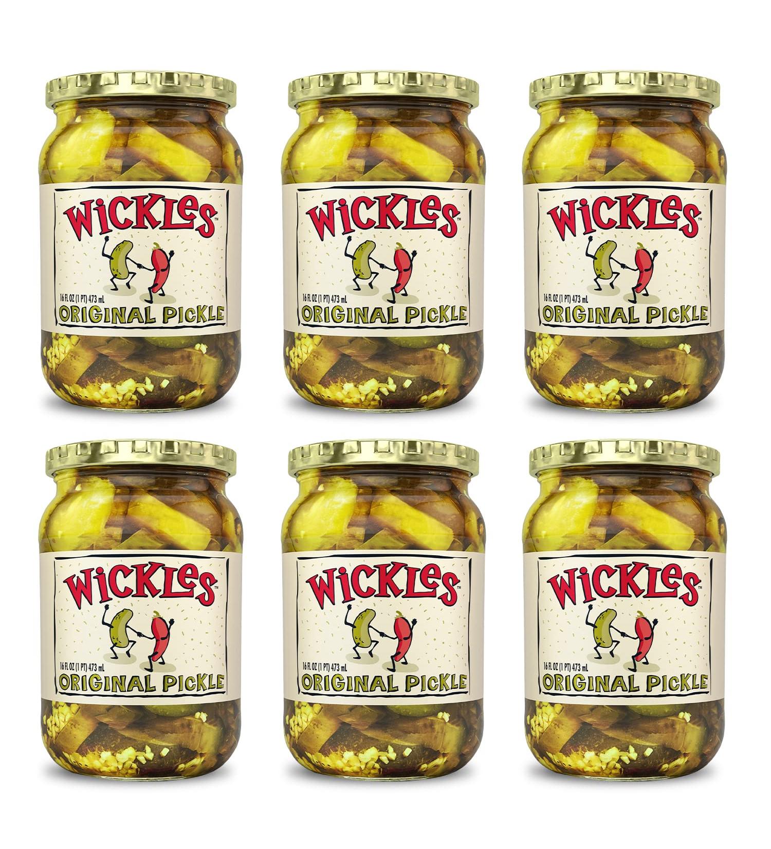 Wickles Pickles Original Kosher Dill Chips - 6 Pack (16oz) | Sweet & Spicy Pickles - Buy Online on GoSupps.com