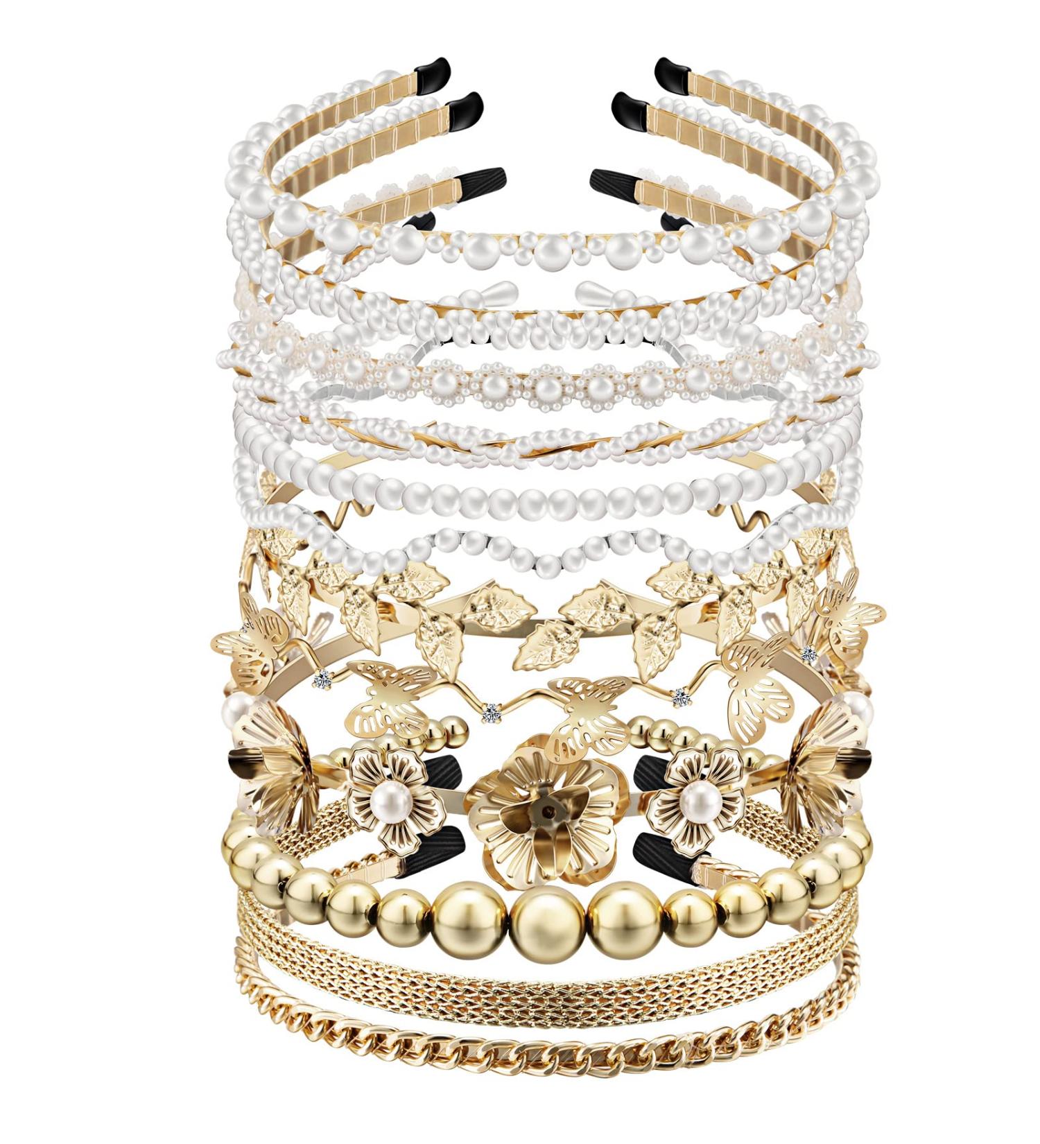 White Faux Pearl Bridal Headband Set - 12 Styles | Wedding Hair Accessories for Women - Buy Online on GoSupps.com